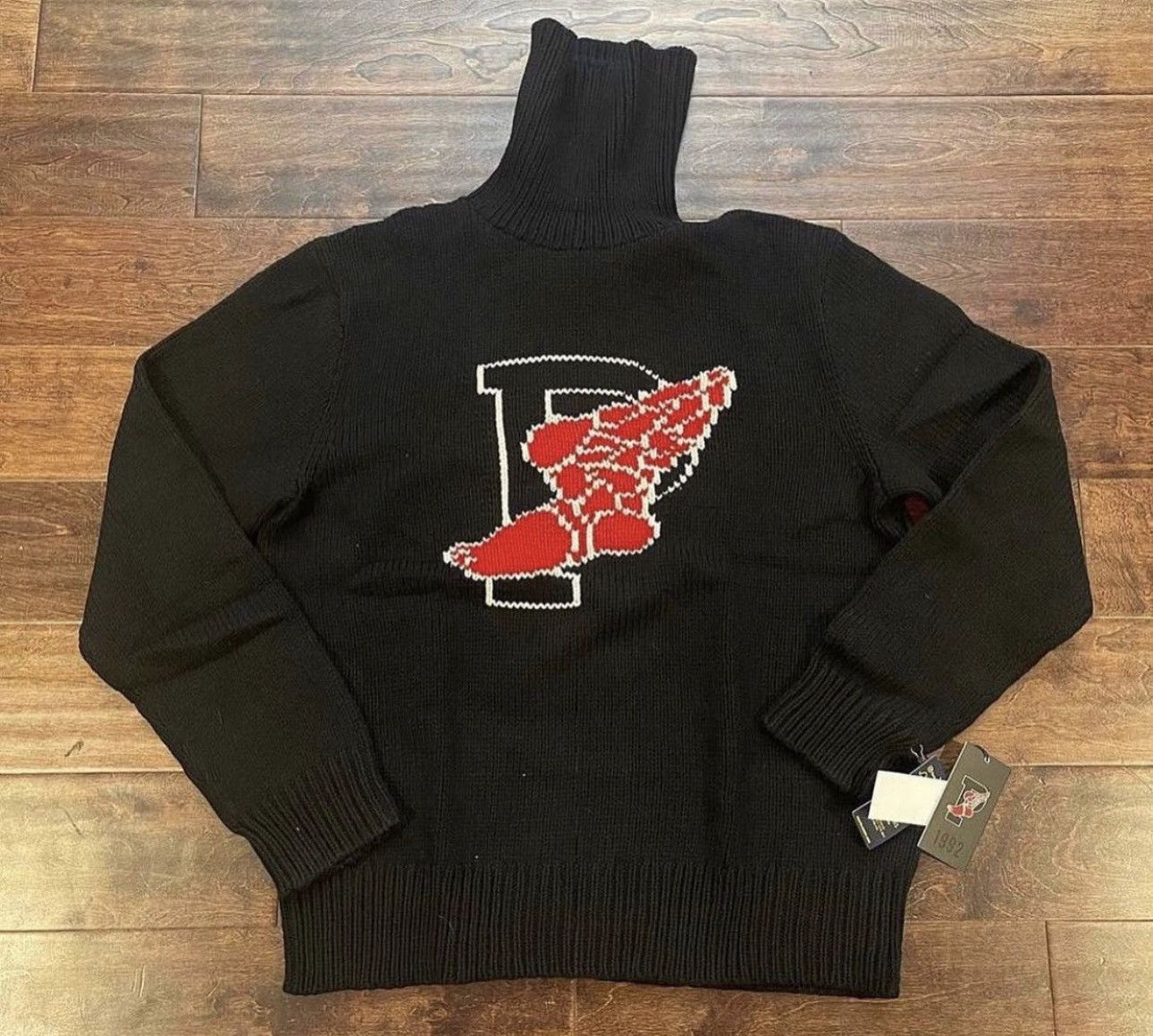 image of Polo Ralph Lauren. Pwing 1992 Stadium Sweater in Black, Men's (Size Large)
