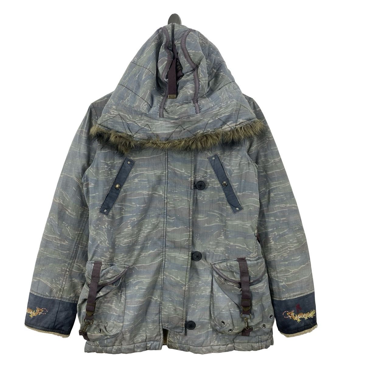 Replay Vintage REPLAY TIGER CAMO Fur Hooded Parka Jacket Utility Size US S / EU 44-46 / 1 - 4 Thumbnail