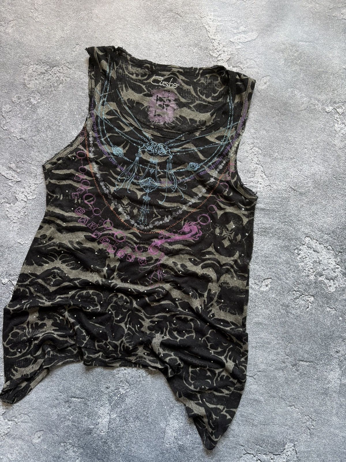 Custo Barcelona Vintage Custo Barcelona Y2K Rhinestones Grunge Tank Top Size M / US 6-8 / IT 42-44 - 4 Thumbnail