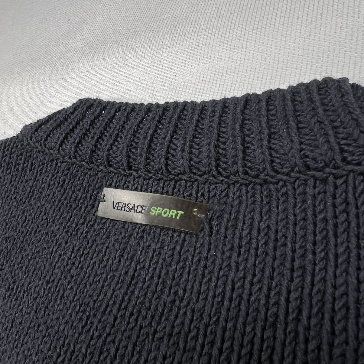 Versace × Vintage VTG Versace Sport Sweater Black Knit Alias V Neck Pullover Size US XL / EU 56 / 4 - 11 Thumbnail