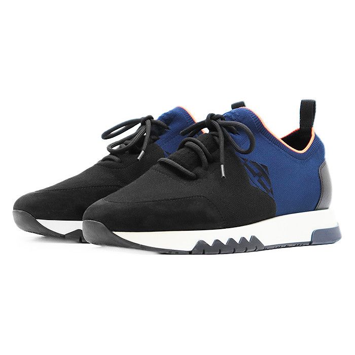 Hermes Hermes Knit Technical Fabric Sneakers Others Shoes in Black, Men's