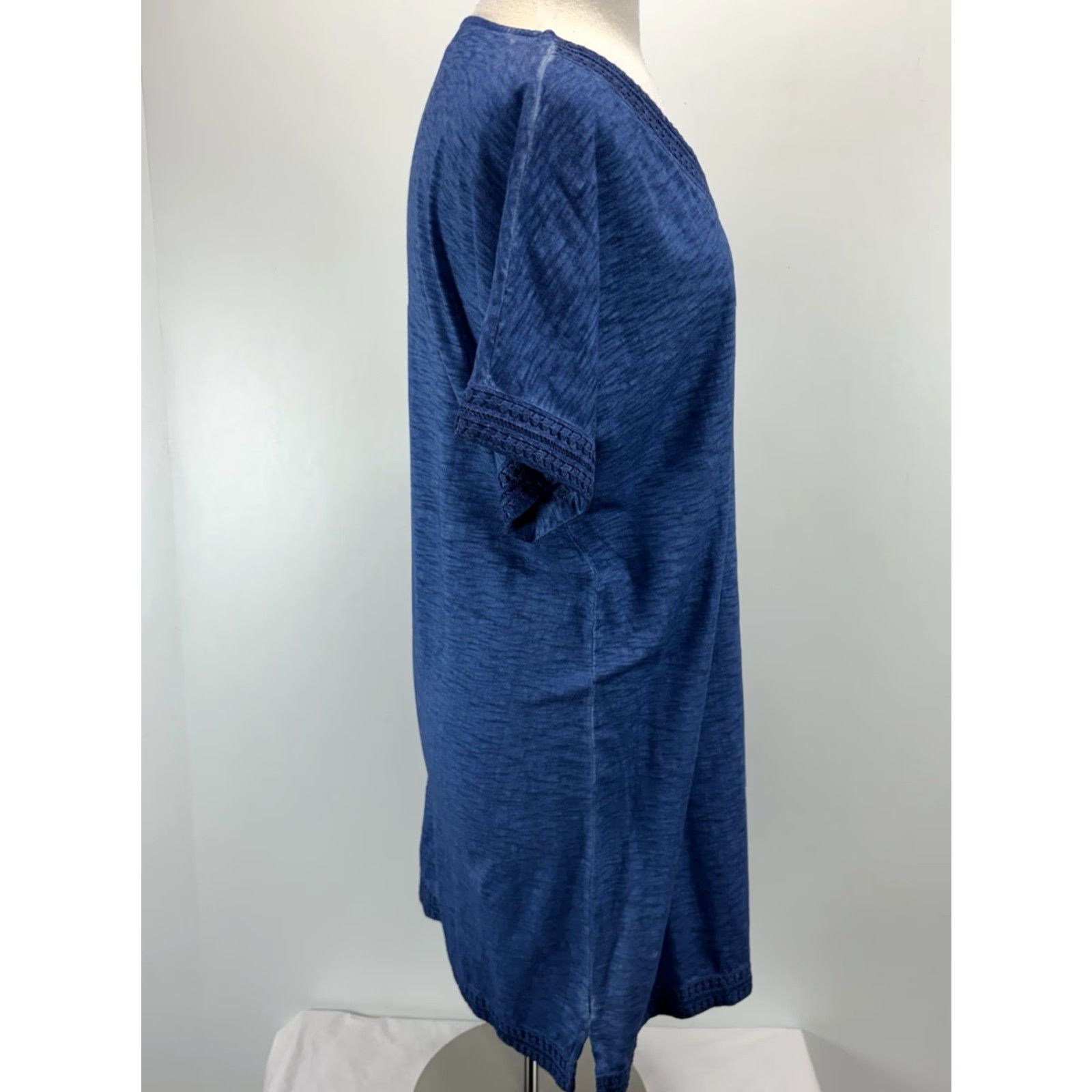 Vintage Chicos Tshirt Shift Dress Women’s Large Blue 100% Cotton Beach Casual Knee Length V-Neck Pullover Size L / US 10 / IT 46 - 4 Thumbnail