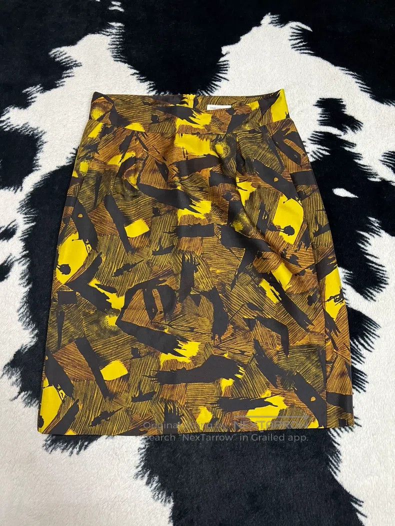 Dries Van Noten Dries Van Noten Yellow Silk Midi Skirt Size 42" / US 20 - 2 Thumbnail