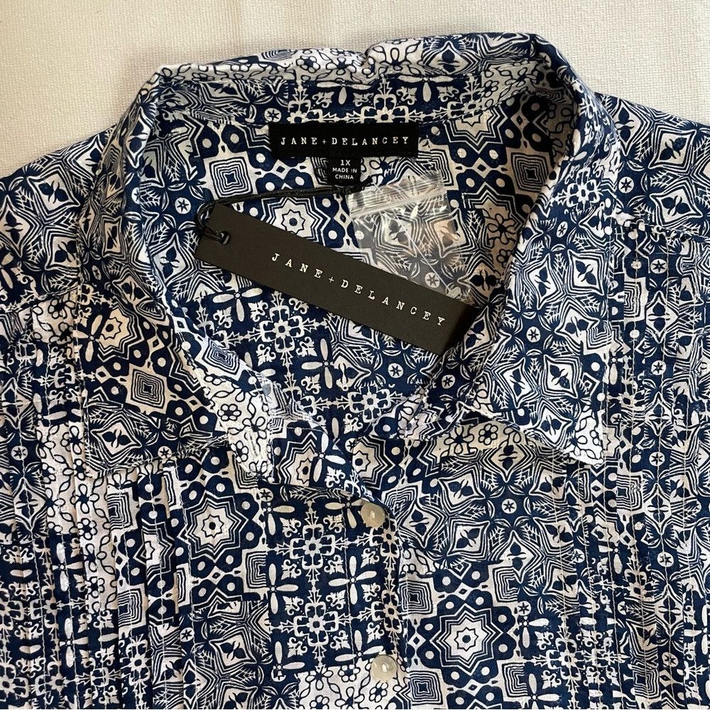 Other NWT New Jane And Delancey Blue Floral Short Sleeve Blouse 1 Size XL / US 12-14 / IT 48-50 - 8 Thumbnail