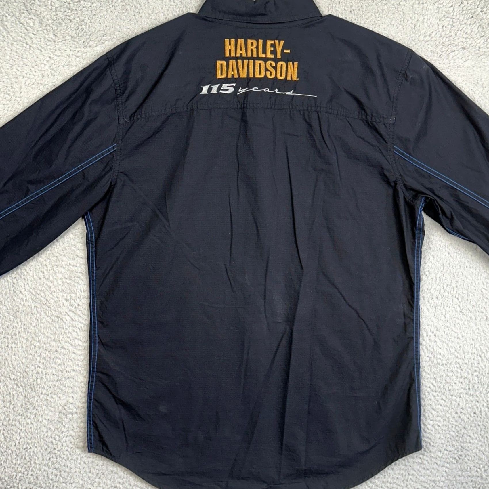 Harley Davidson Harley-Davidson Shirt Men L Black Button-Up Long Sleeve Ripstop with Embroidered Patch and Back Logo Size US L / EU 52-54 / 3 - 3 Thumbnail