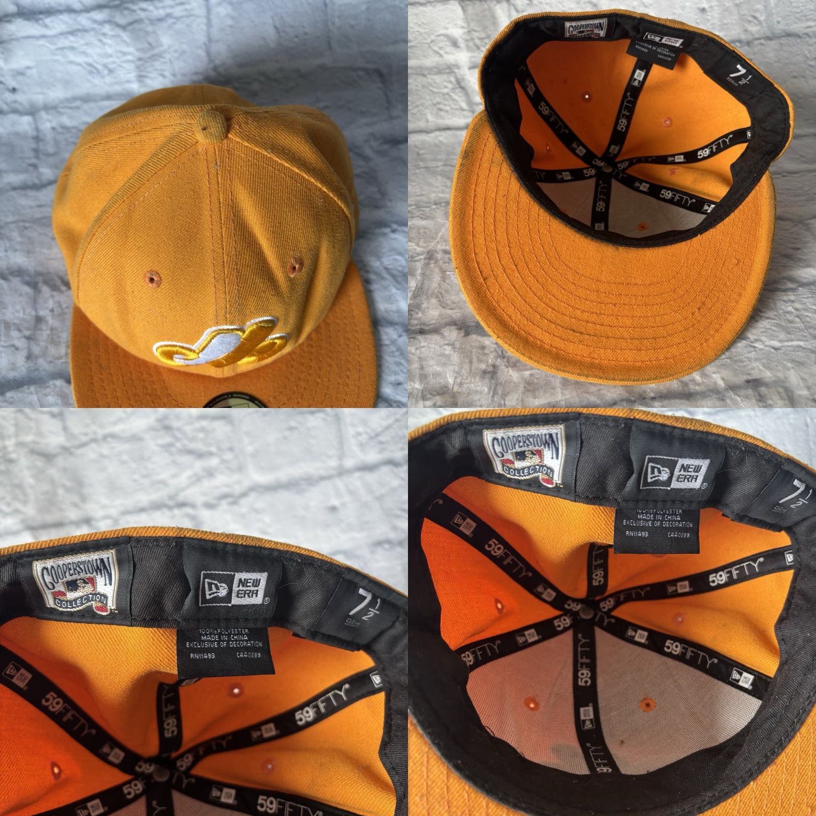 New Era Montreal Expos Hat 59Fifty New Era Fitted Cap Orange Yellow Size 7 1/2 Baseball Cap Men Vintage: No Size ONE SIZE - 8 Thumbnail