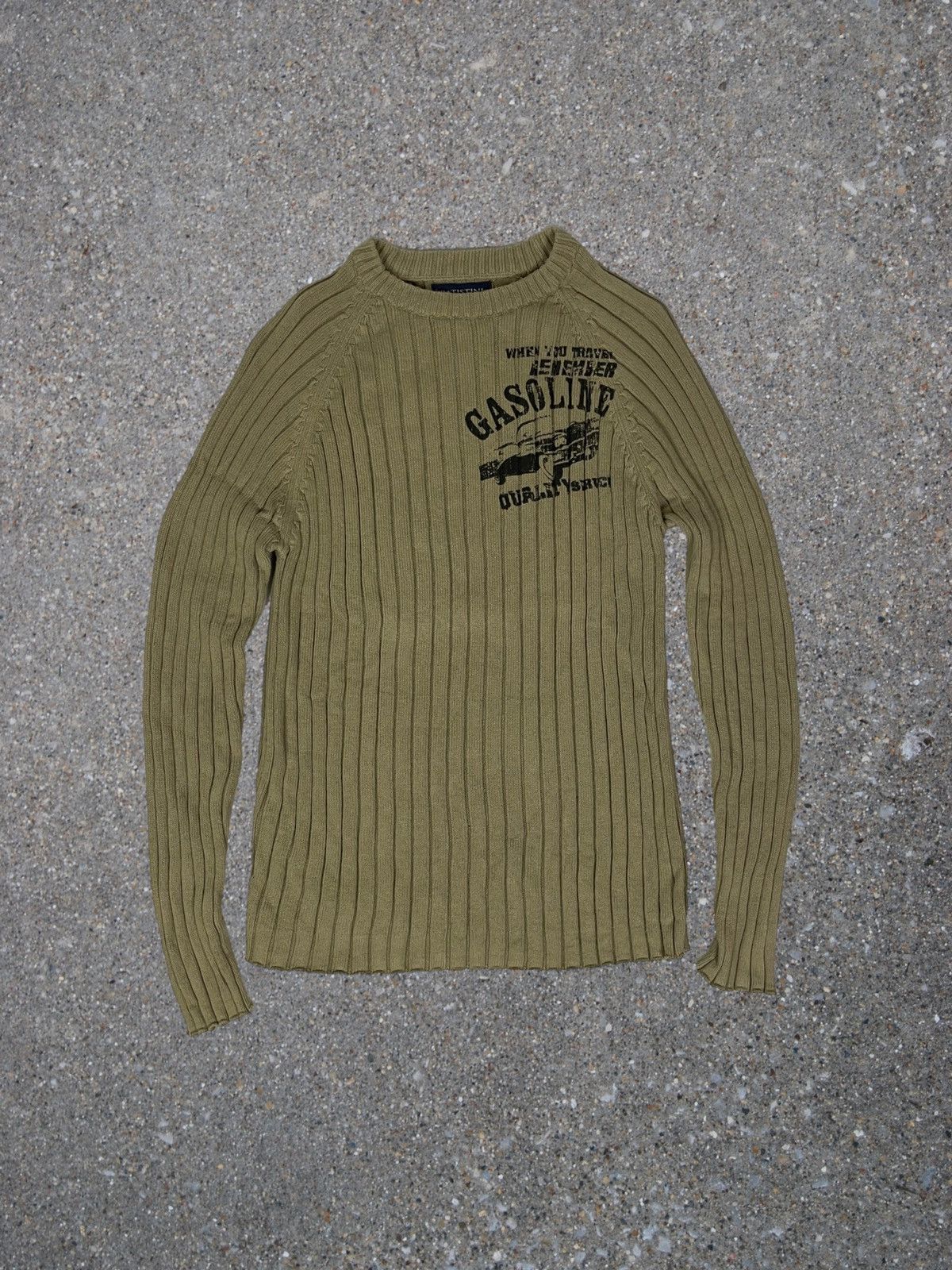 Diesel × Vintage Vintage Y2K Ribbed Striped Graphic Knit Sweater Size US M / EU 48-50 / 2 - 1 Thumbnail