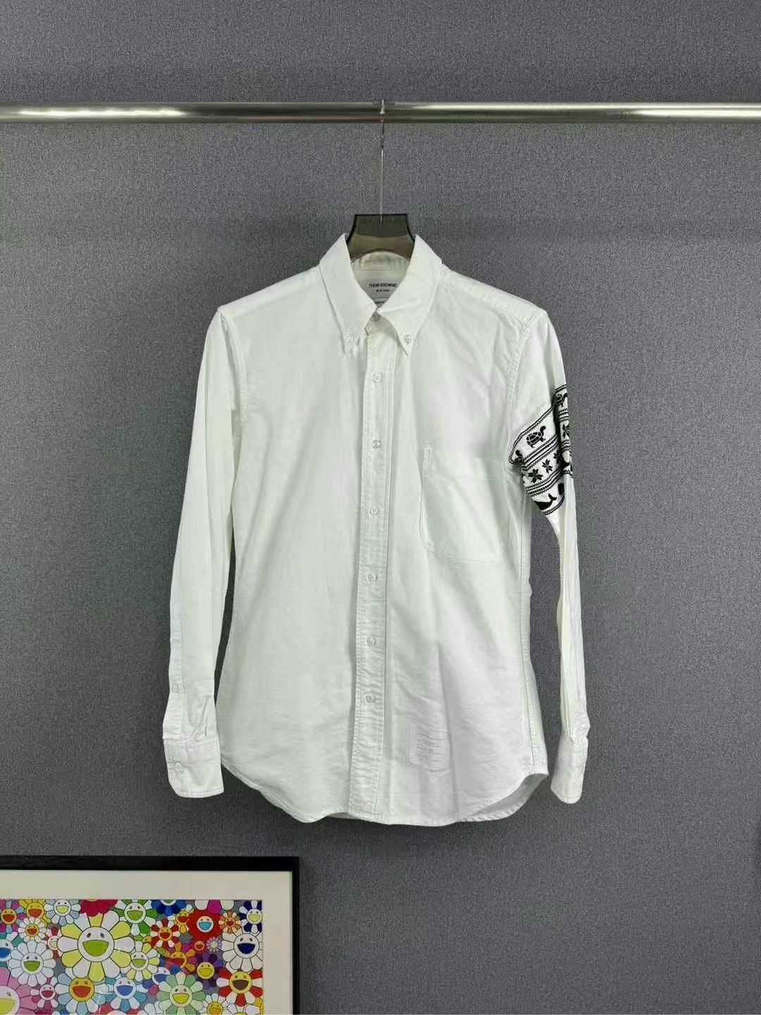 thom browne whale embroidery shirt