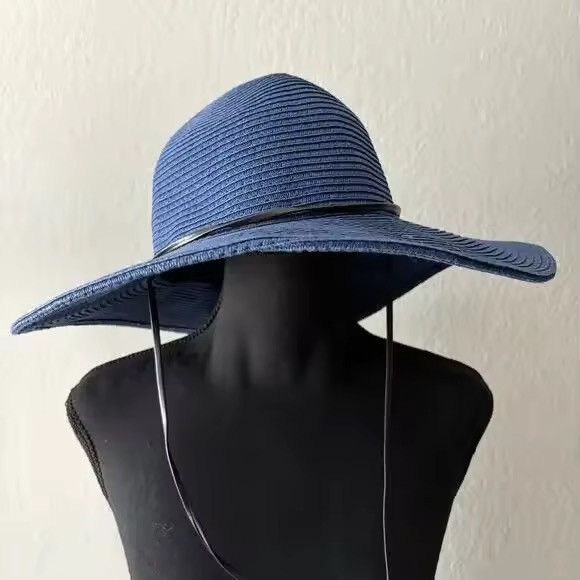 Other Women's Sun Hat Sz OS Blue Summer Nautical Cruise Ship Size ONE SIZE - 2 Thumbnail