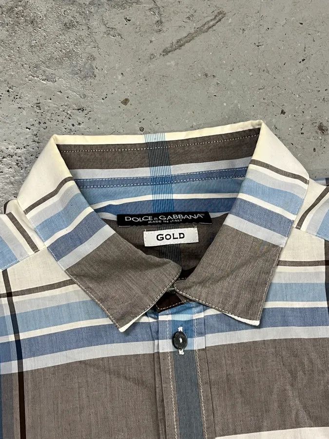 Dolce & Gabbana 2000s Dolce & Gabbana White & Brown Checkered Shirt Size US M / EU 48-50 / 2 - 7 Thumbnail