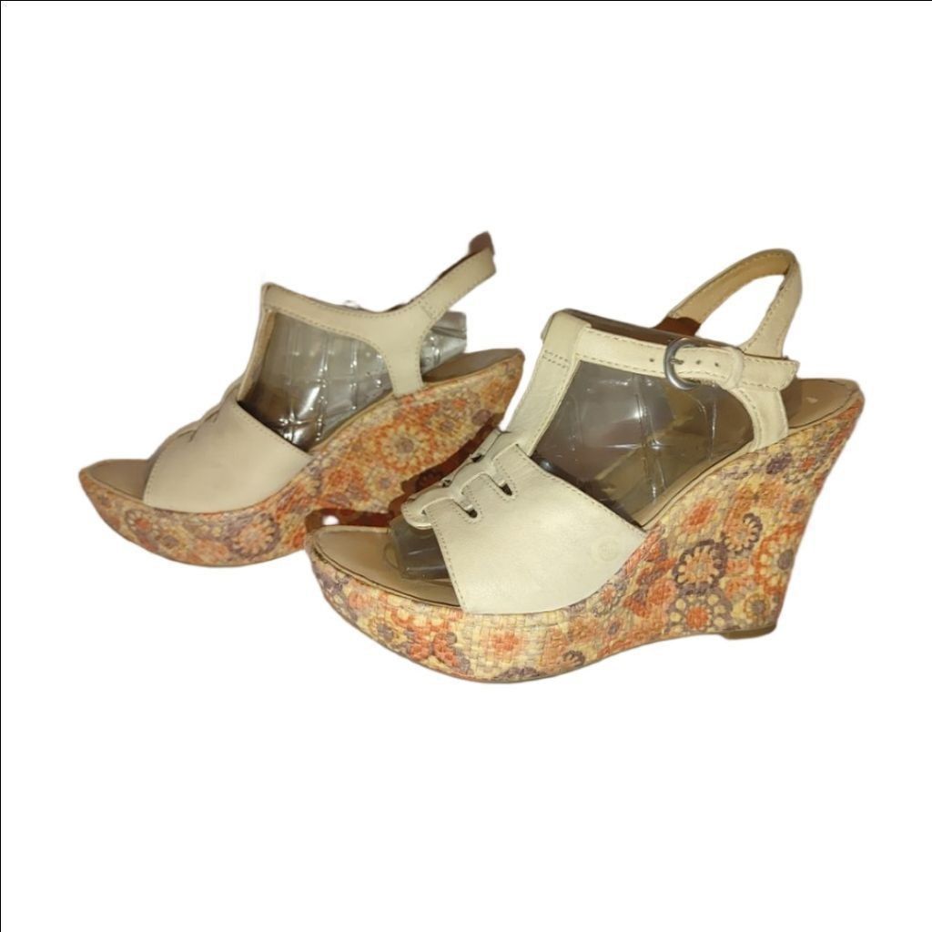 Born Born Rebecka Floral Cork Wedge Sandals Size 8 Size US 8 / IT 38 - 1 Thumbnail