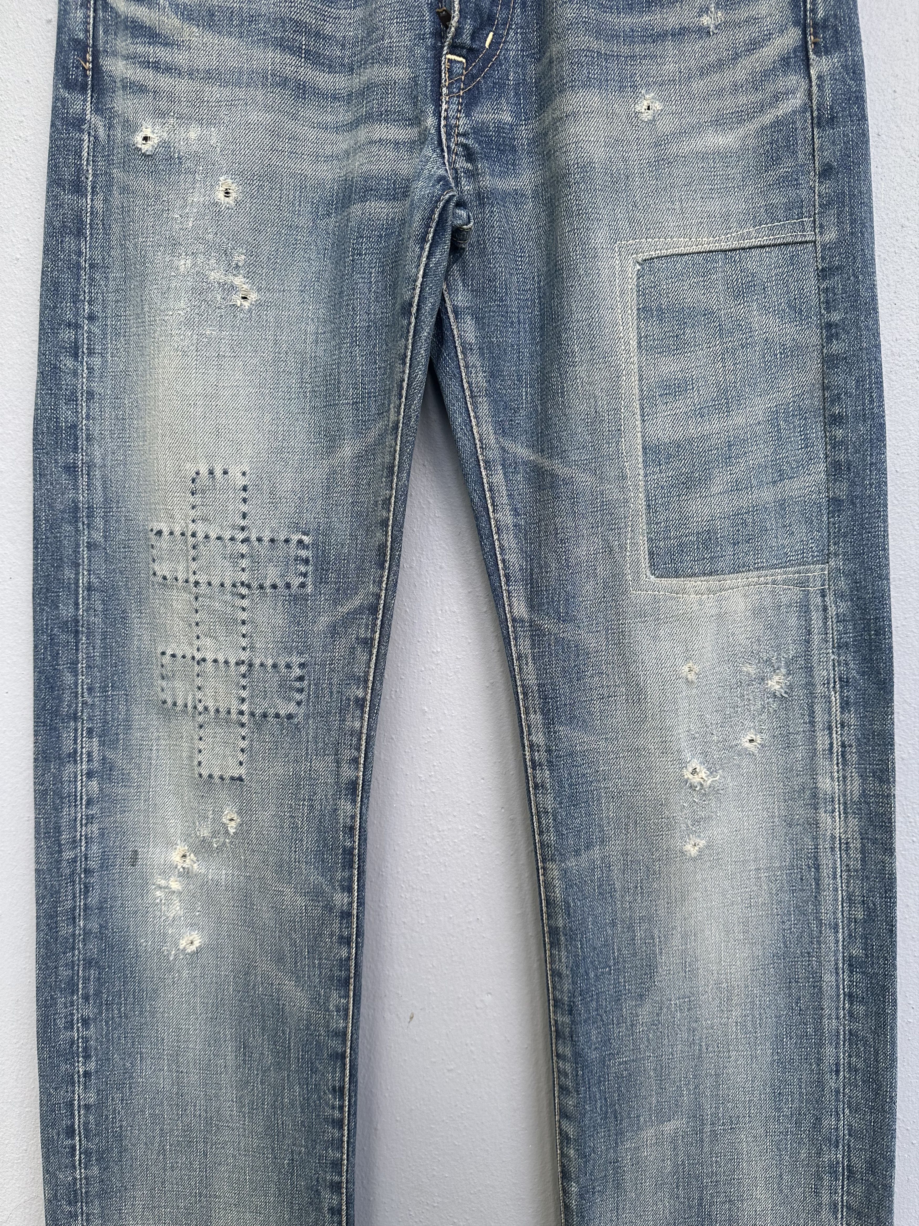 OMNIGOD Vtg Distressed Rips Boro Patchwork Omnigod Flare Denim Jeans Size US 29 - 7 Thumbnail