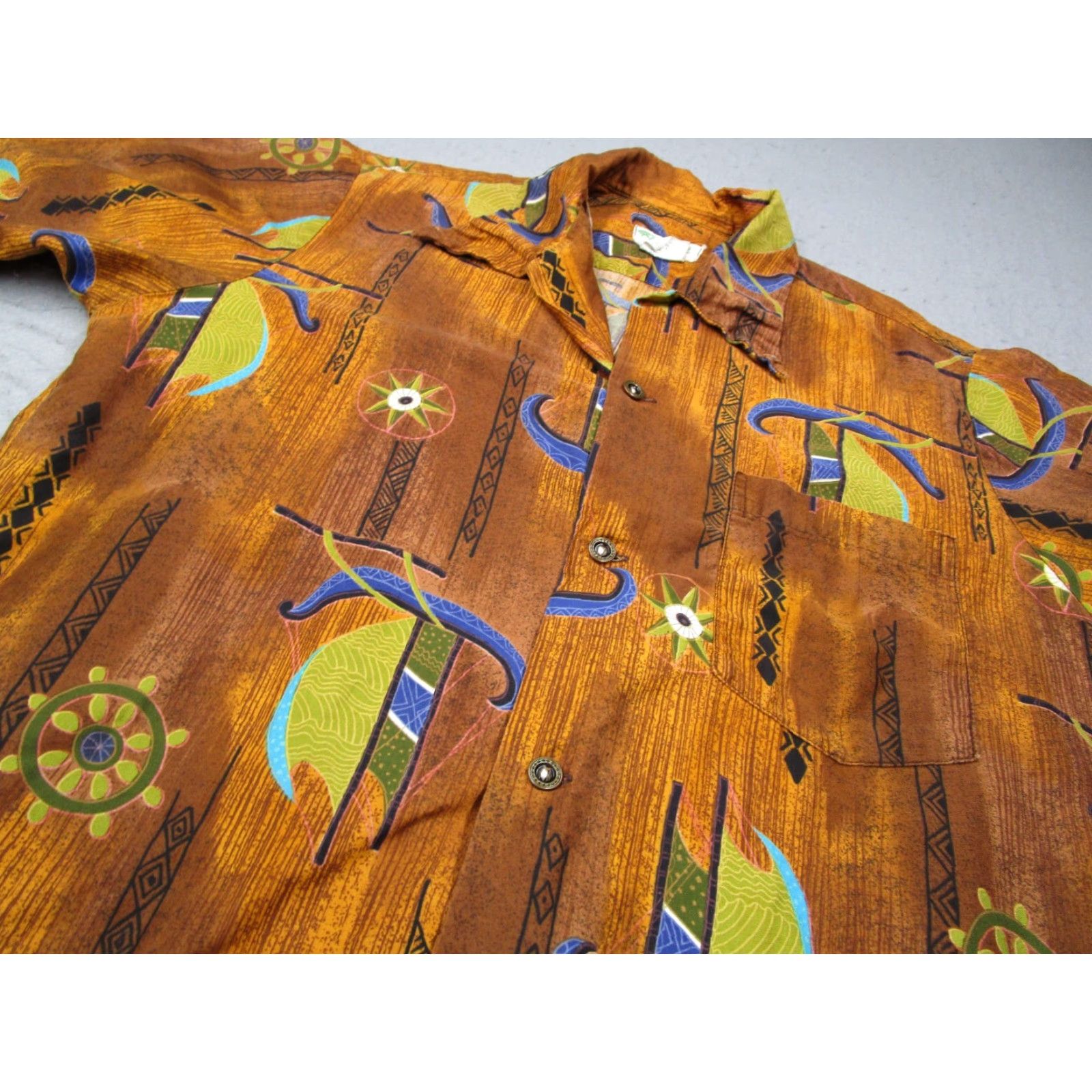 Vintage VINTAGE Hookano Men's Hawaiian Shirt Short Sleeve Casual Summer 60s 70s Tropical Orange Size US M / EU 48-50 / 2 - 2 Thumbnail