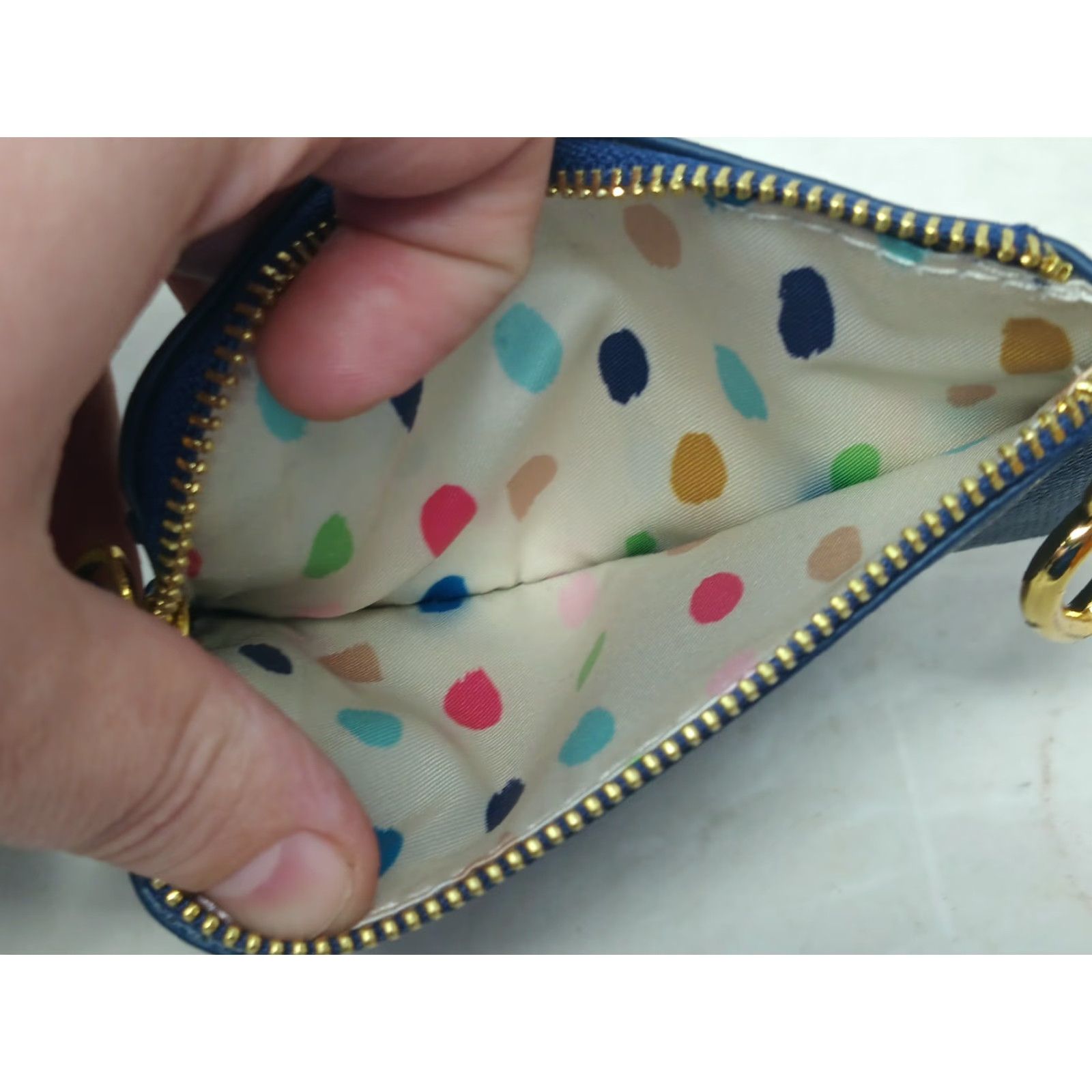 Vintage Mary Kay Blue Coin Pouch Purse Wallet Gold Heart Retired Pouch Wallet Women XS Blue Coins Zip-Around Credit Card Folding Size ONE SIZE - 5 Thumbnail