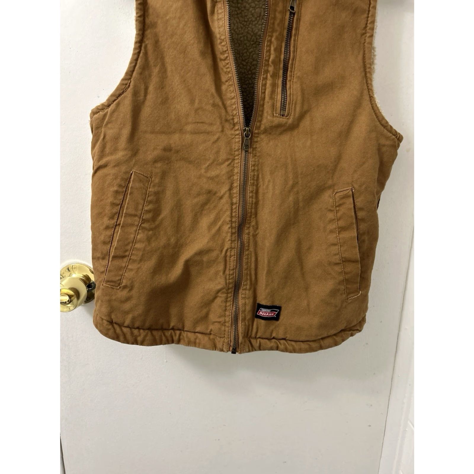Dickies Dickies Vest Mens Small Brown Duck Canvas Full Zip Pockets Sherpa Lined Workwear Jacket/Coat Size US S / EU 44-46 / 1 - 3 Thumbnail