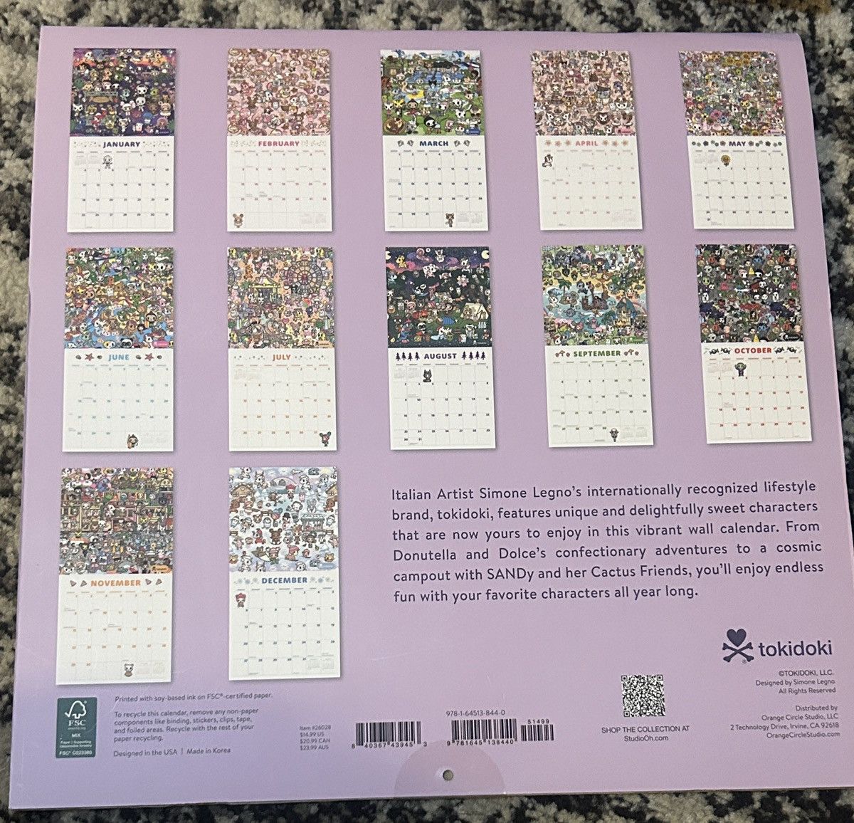 tokidoki 2026 Tokidoki Calendar 12" X 12" Calendar Size ONE SIZE - 2 Thumbnail