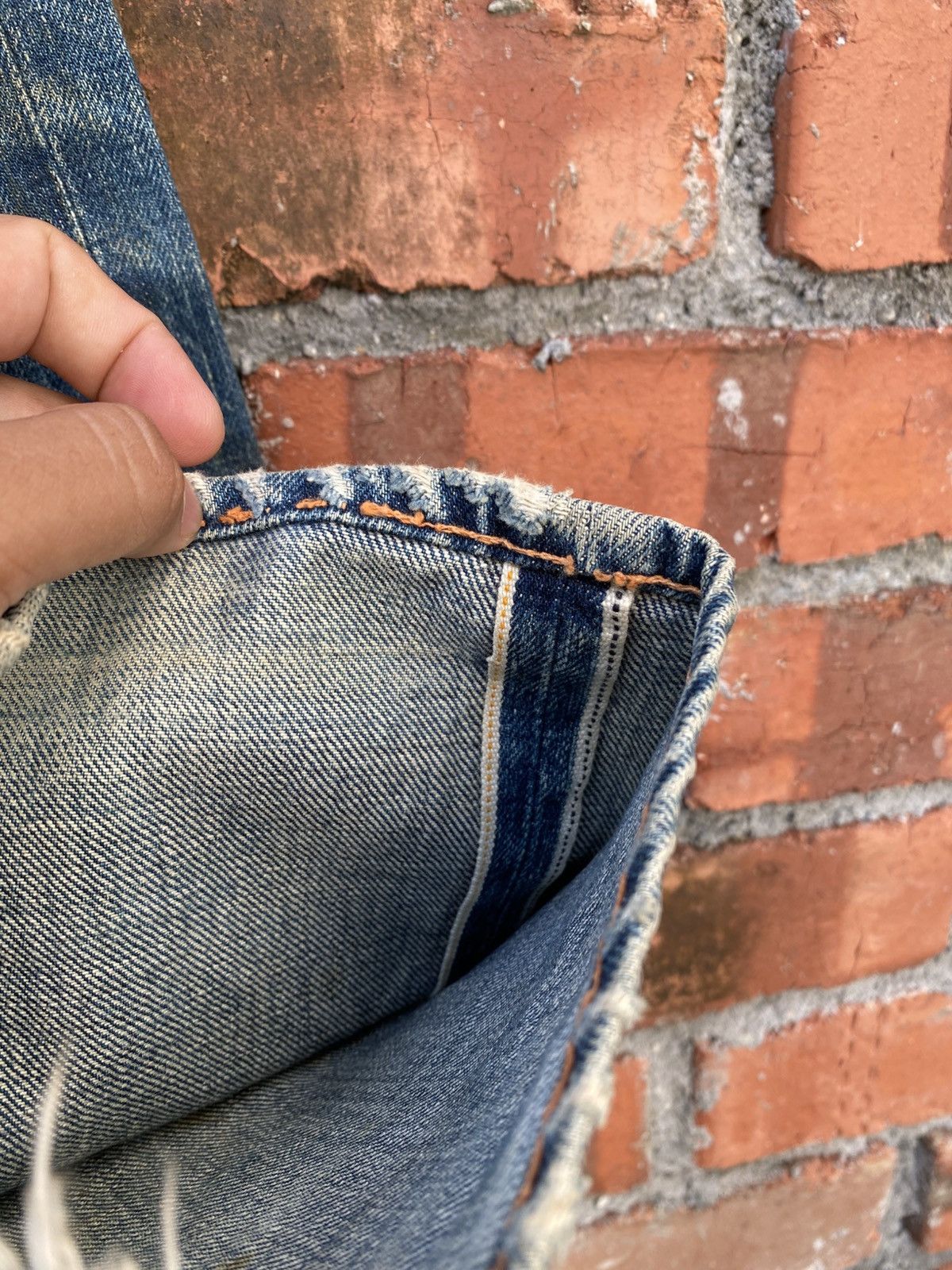 Japanese Brand W29x32.5 Vintage evis redline distressed made in JAPAN Size US 29 - 5 Thumbnail