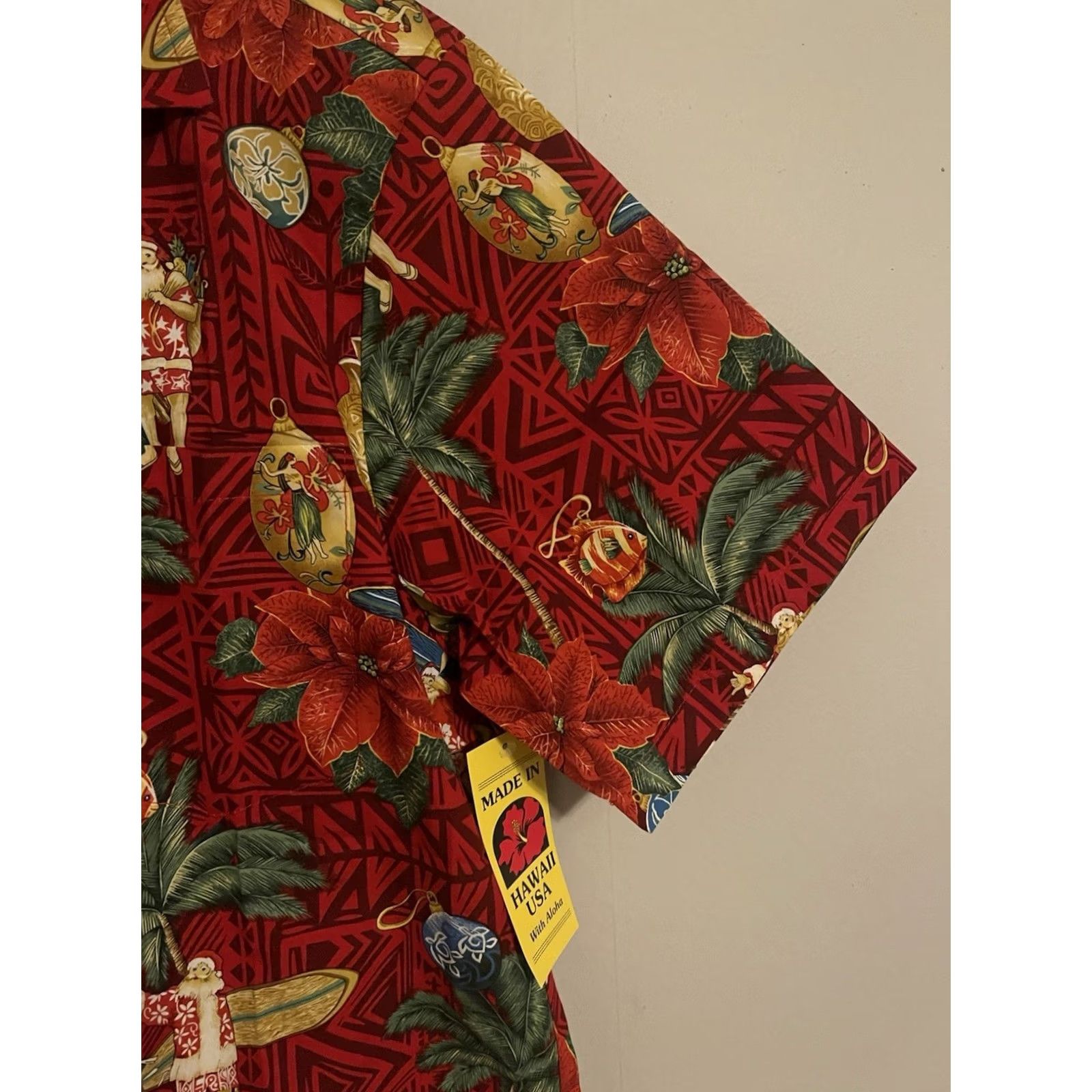 Vintage RJC Hawaiian Shirt Red Floral Santa Button Up Mens M Made in USA Size US M / EU 48-50 / 2 - 2 Thumbnail