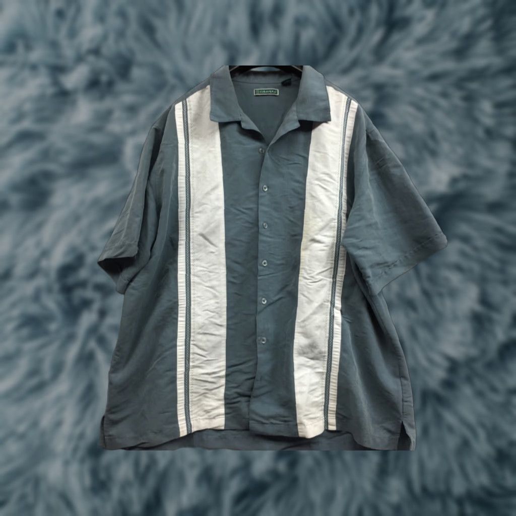 Cubavera VINTAGE Cubavera Shirt Mens 2XL Blue Short Sleeve Striped Button Up Casual Men’s Classic, USA, American, All Seasons, Breathable, Easy Care Size US XXL / EU 58 / 5 - 1 Thumbnail