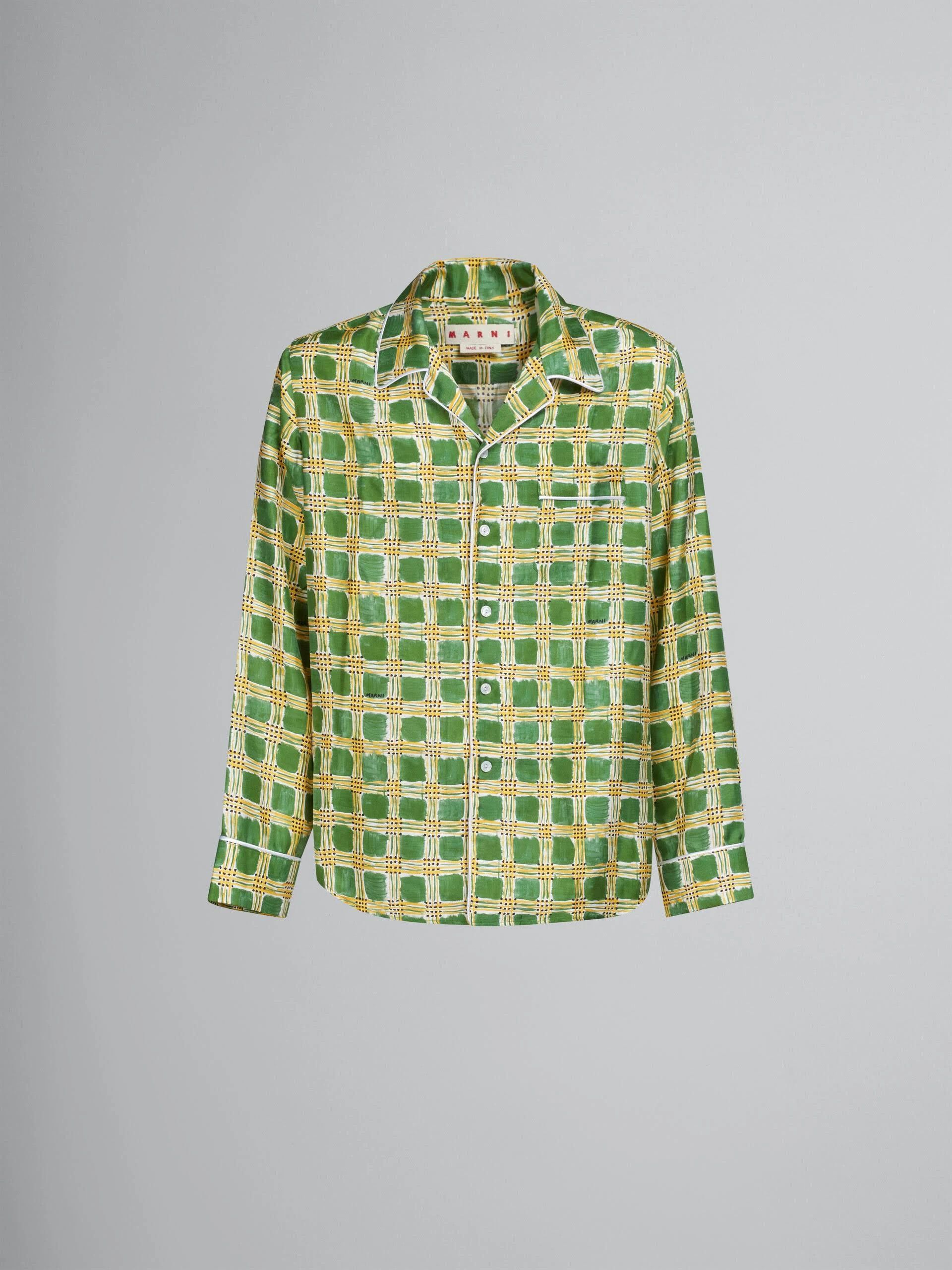 Marni o1w1db10824 Silk Twill Shirt in Green / Yellow Size US M / EU 48-50 / 2 - 1 Thumbnail