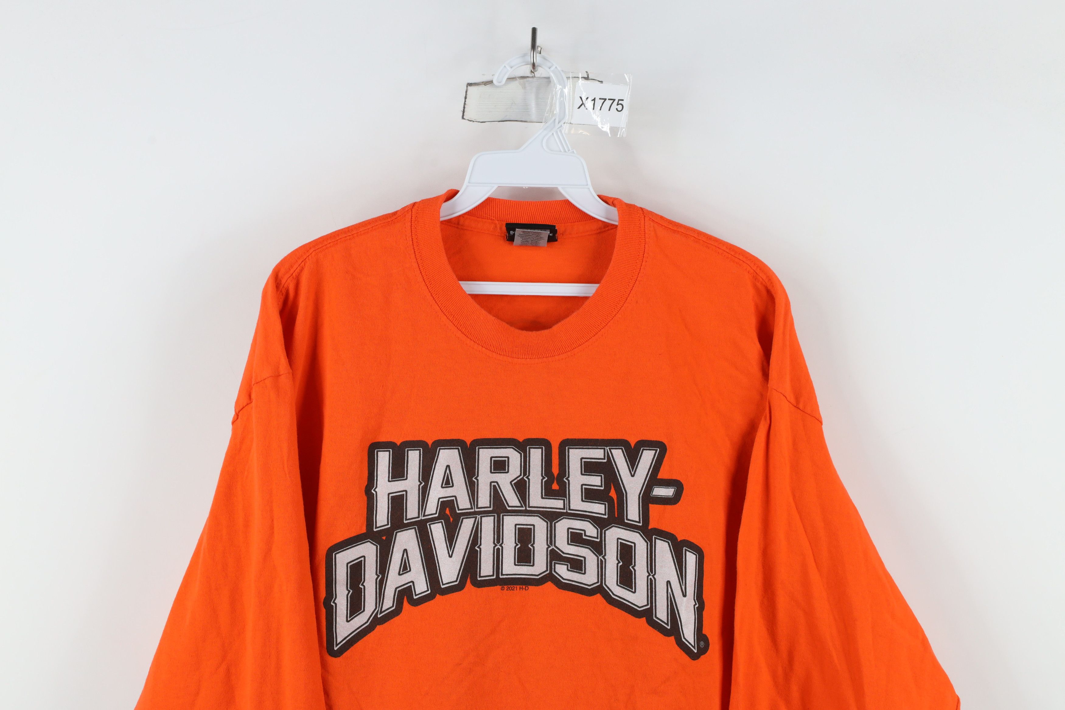 Harley Davidson × Vintage Y2K Harley Davidson Spell Out Long Sleeve T-Shirt Orange Size US XL / EU 56 / 4 - 2 Thumbnail