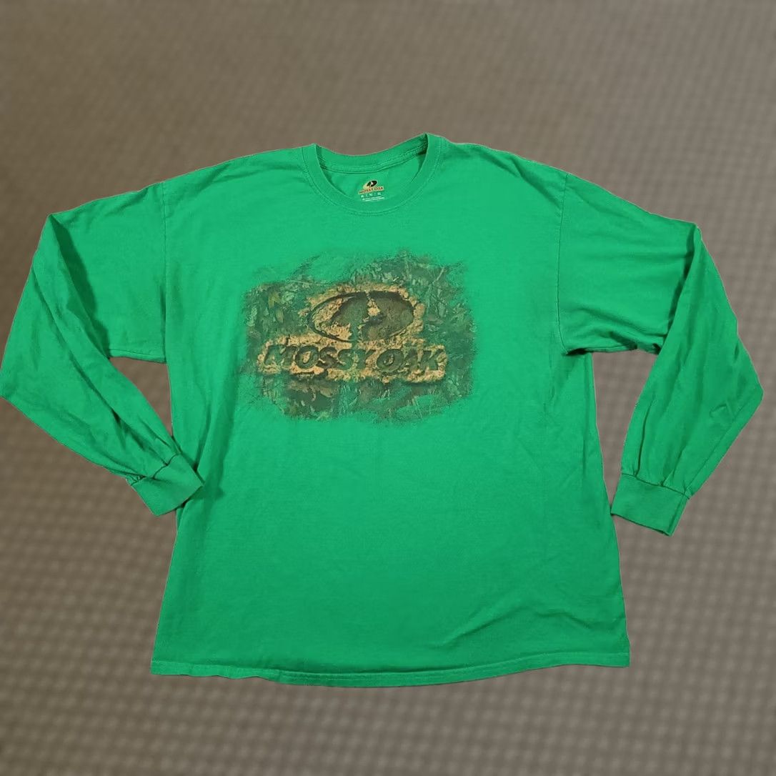 Vintage Mossy Oak T Shirt Mens XL Green Long Sleeve Graphic Tee Crewneck Outdoors Casual Mens XL Green Mossy Oak Shirt Size US XL / EU 56 / 4 - 1 Thumbnail