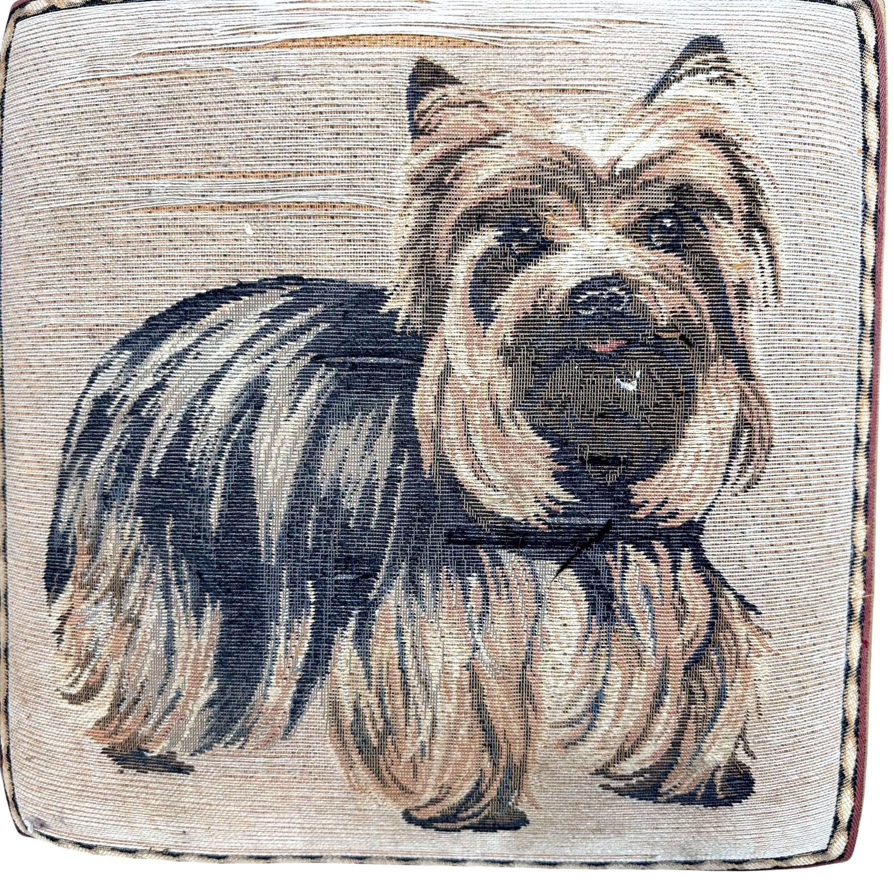 Vintage Vintage Yorkie Tapestry Footstool Made in France Yorkshire T Size ONE SIZE - 2 Thumbnail