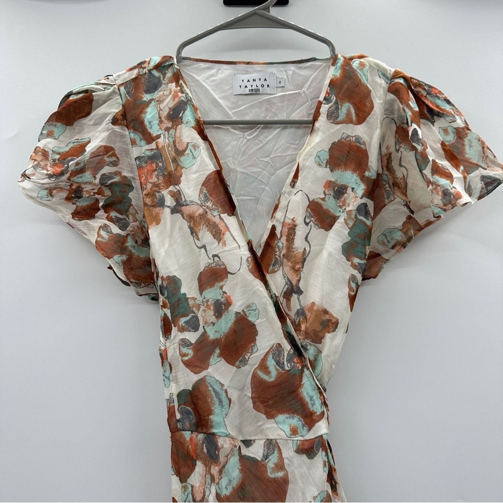 Tanya Taylor RTR Tanya Taylor Blaire Silk Floral Print Midi Wrap Dress 0 Size XS / US 0-2 / IT 36-38 - 4 Thumbnail