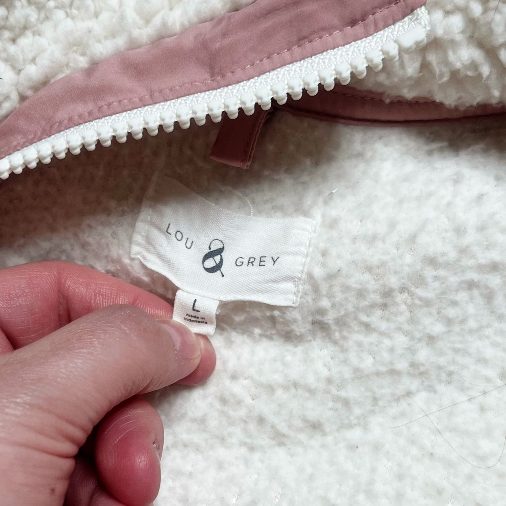 Lou & Grey Lou & Grey Sherpa Pullover Half Zip Womens Size L Ivory Pink Size L / US 10 / IT 46 - 3 Thumbnail