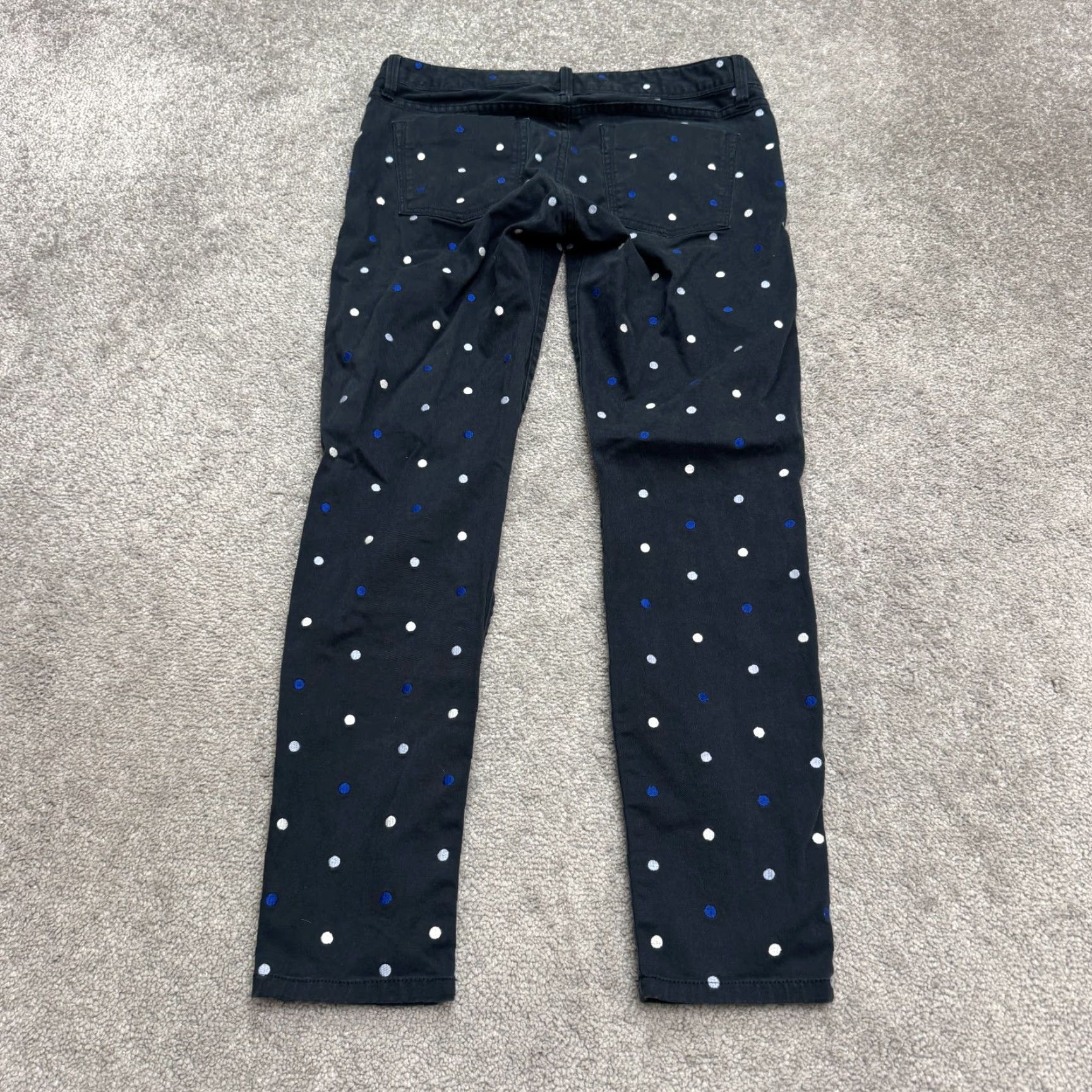 Banana Republic VINTAGE Banana Republic Hailey Polka Dot Skinny Ankle Pants Womens 28 Navy Blue Casual Size 28" / US 6 / IT 42 - 2 Thumbnail