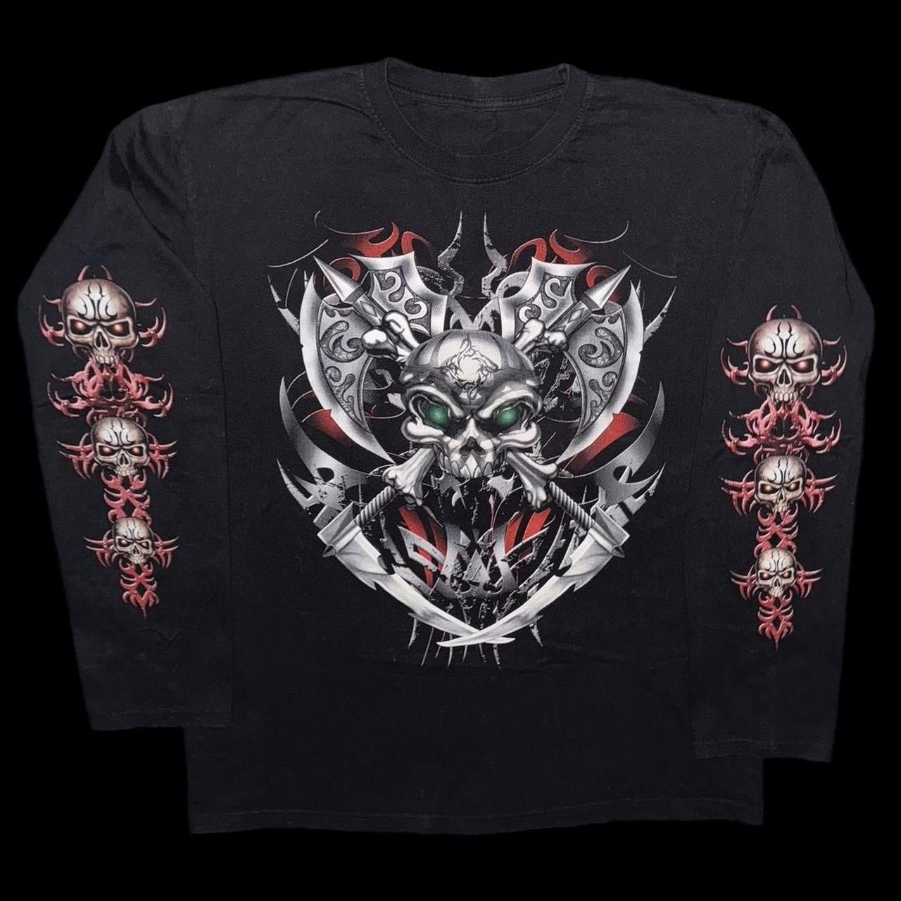 Vintage Y2K 2000s Cyber Skull Tribal Glow In The Dark Longsleeve Tee Size US XL / EU 56 / 4 - 5 Thumbnail