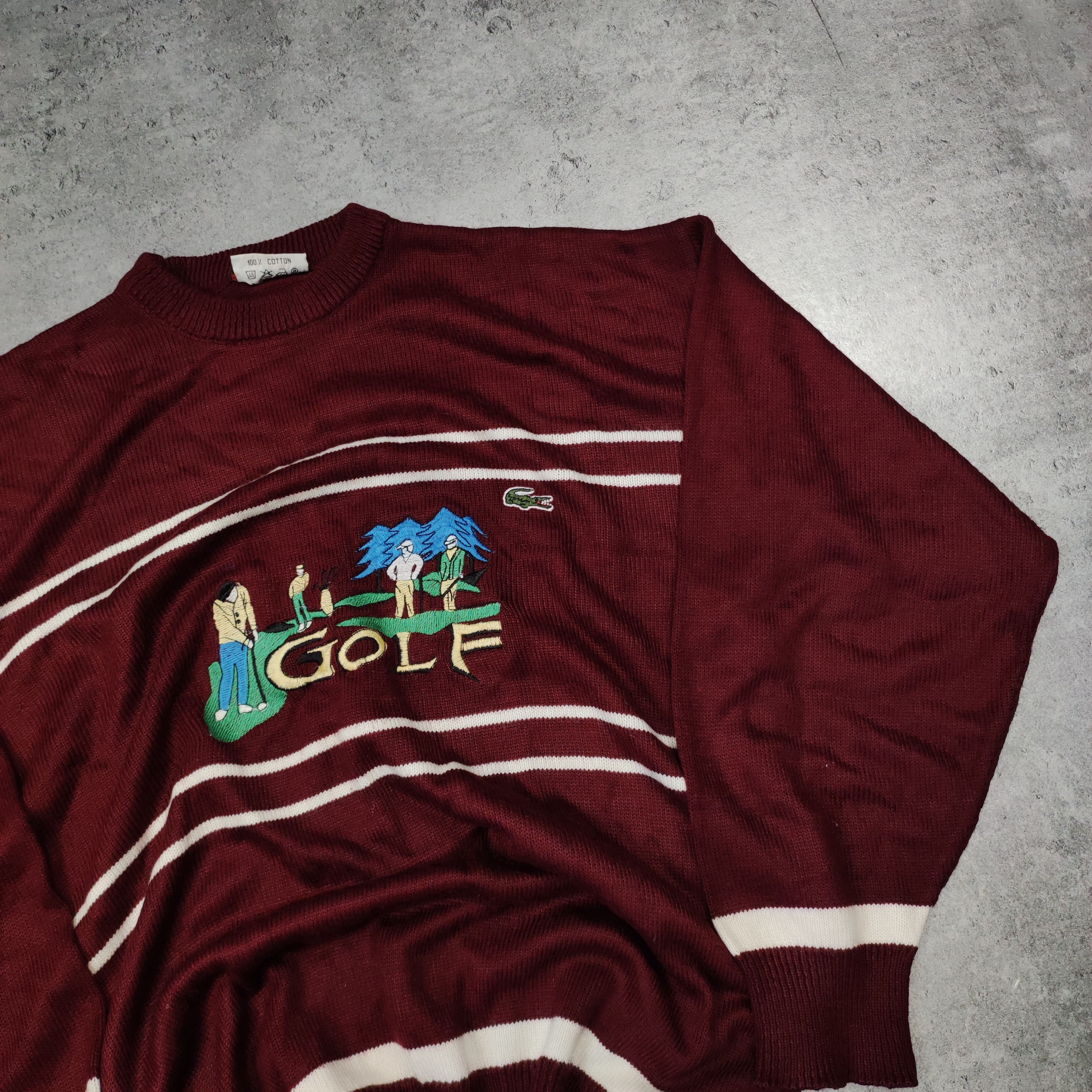 Lacoste × Vintage RARE Vintage Lacoste France 80s Golf Graphic Sweater Size US L / EU 52-54 / 3 - 3 Thumbnail