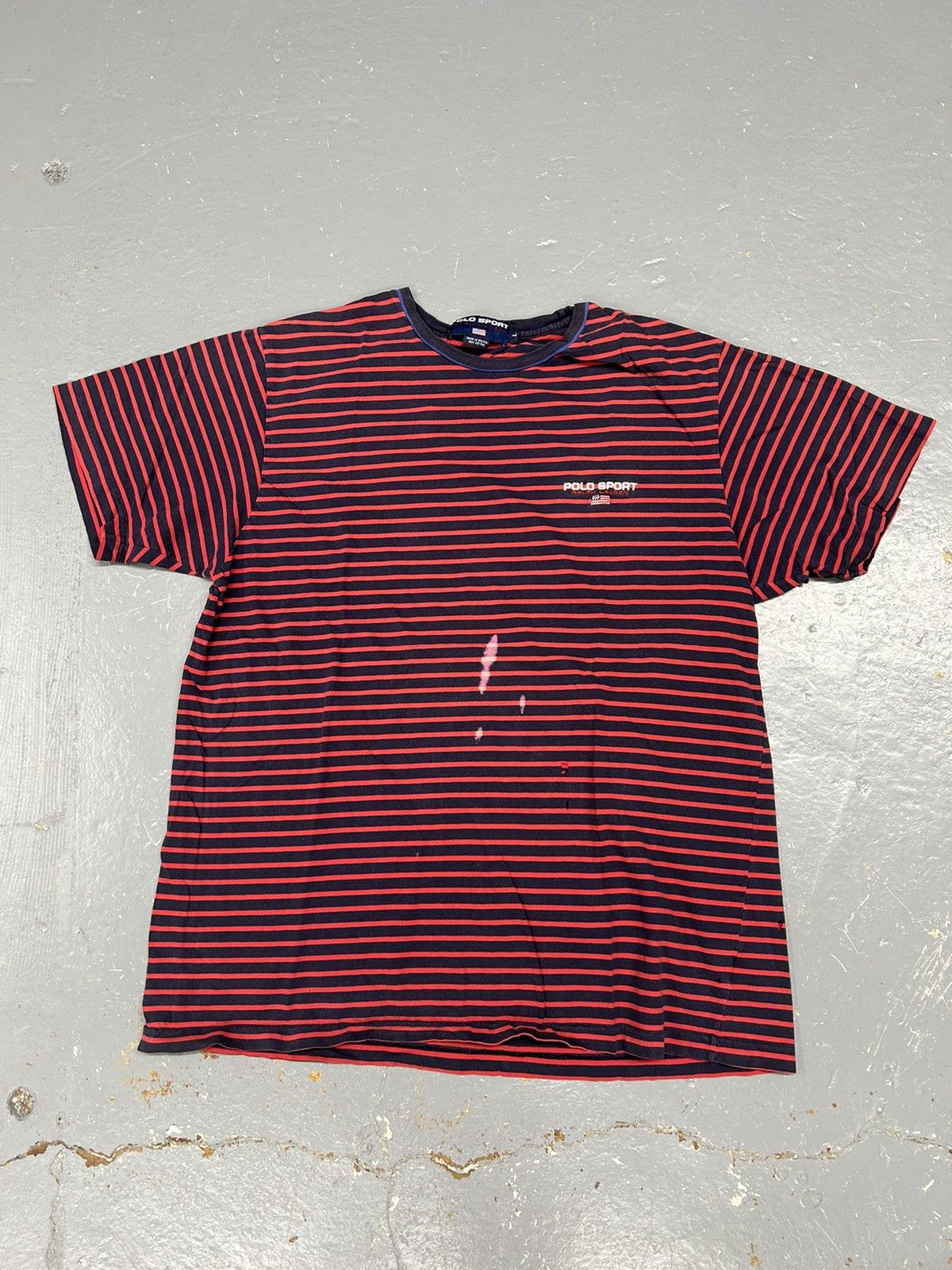 Polo Ralph Lauren × Vintage Crazy Vintage Y2K Essential Polo Sport Striped Tee Shirt Size US L / EU 52-54 / 3 - 1 Thumbnail