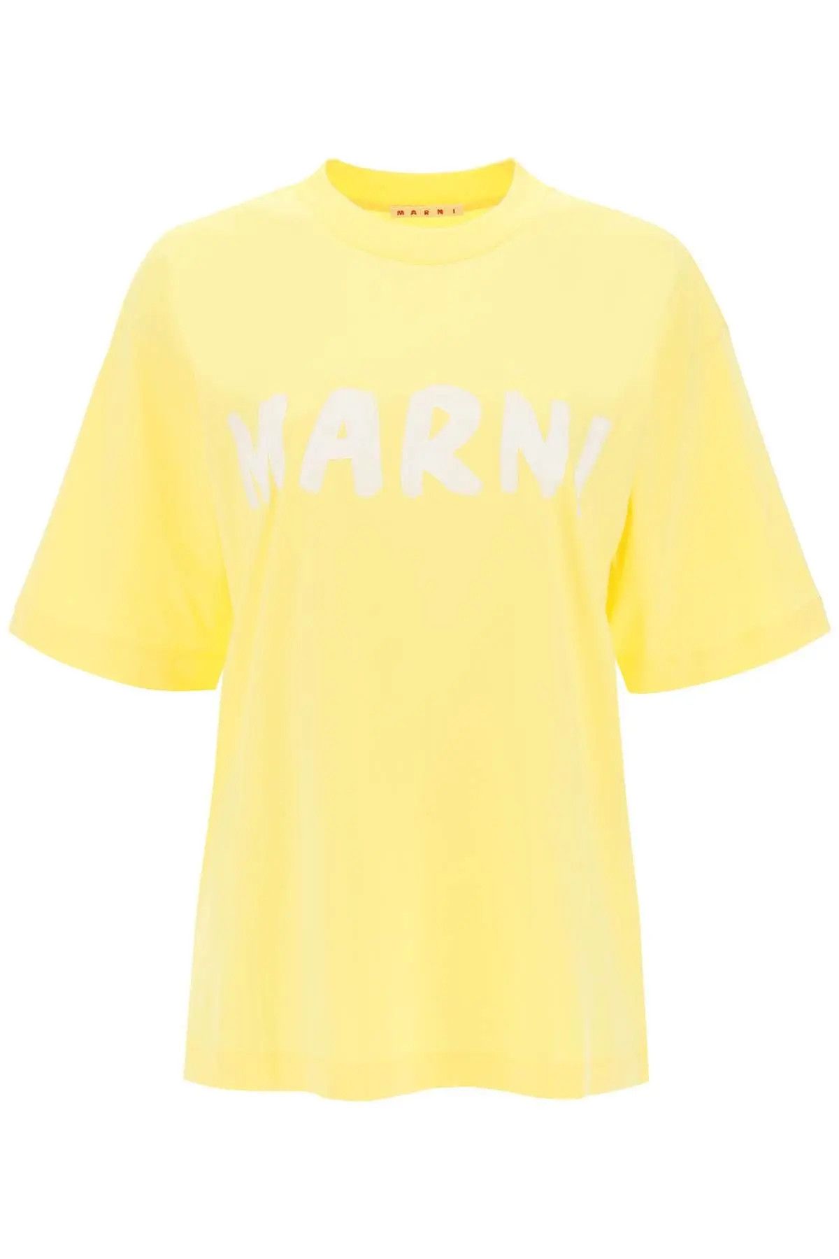 image of Marni O1S22I1N1223 Maxi Logo Print T-Shirt In Yellow, Women's (Size XS)