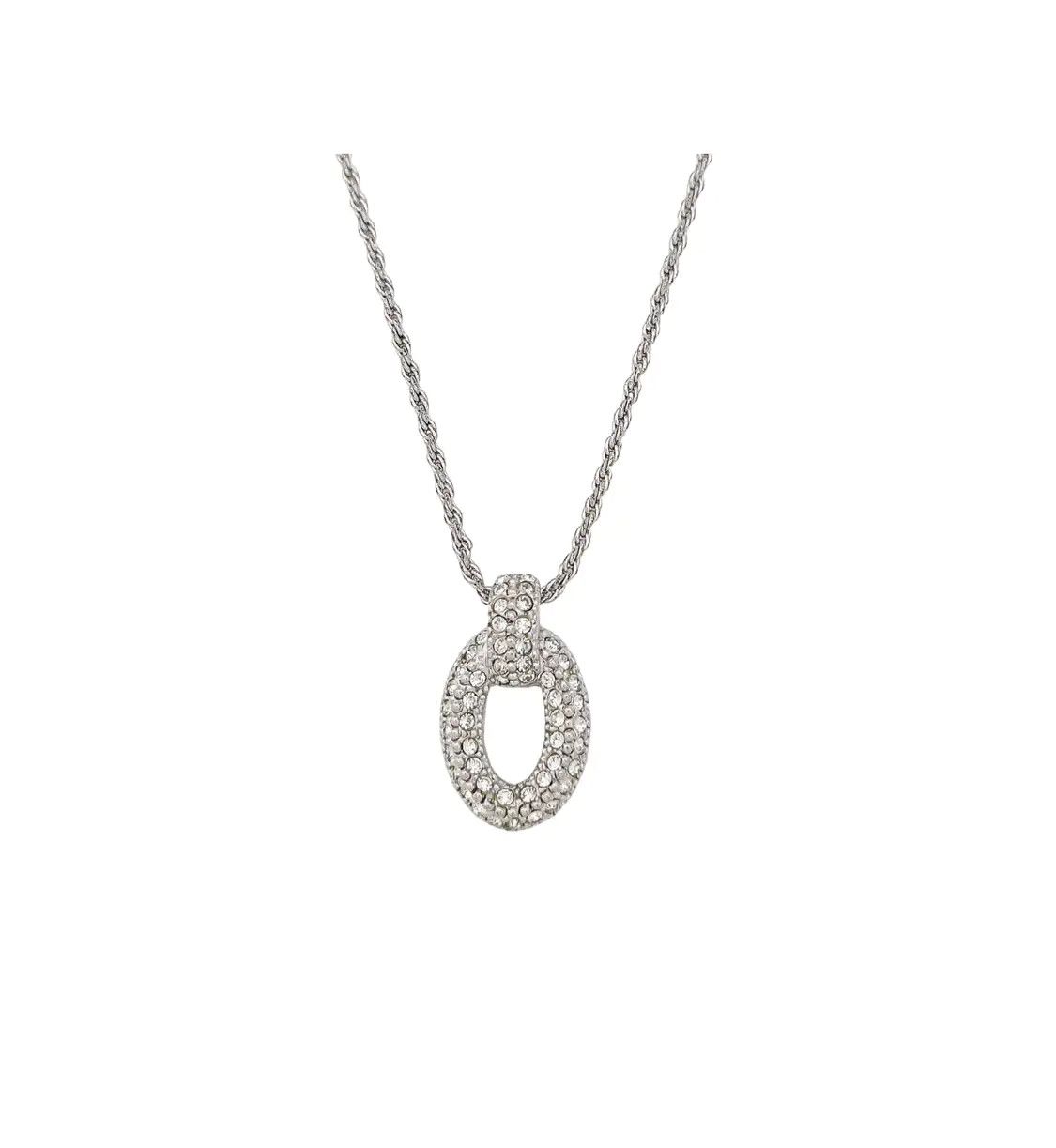 Dior Silver Alloy Synthetic Crystal Necklace Length 44 Cm, Women's