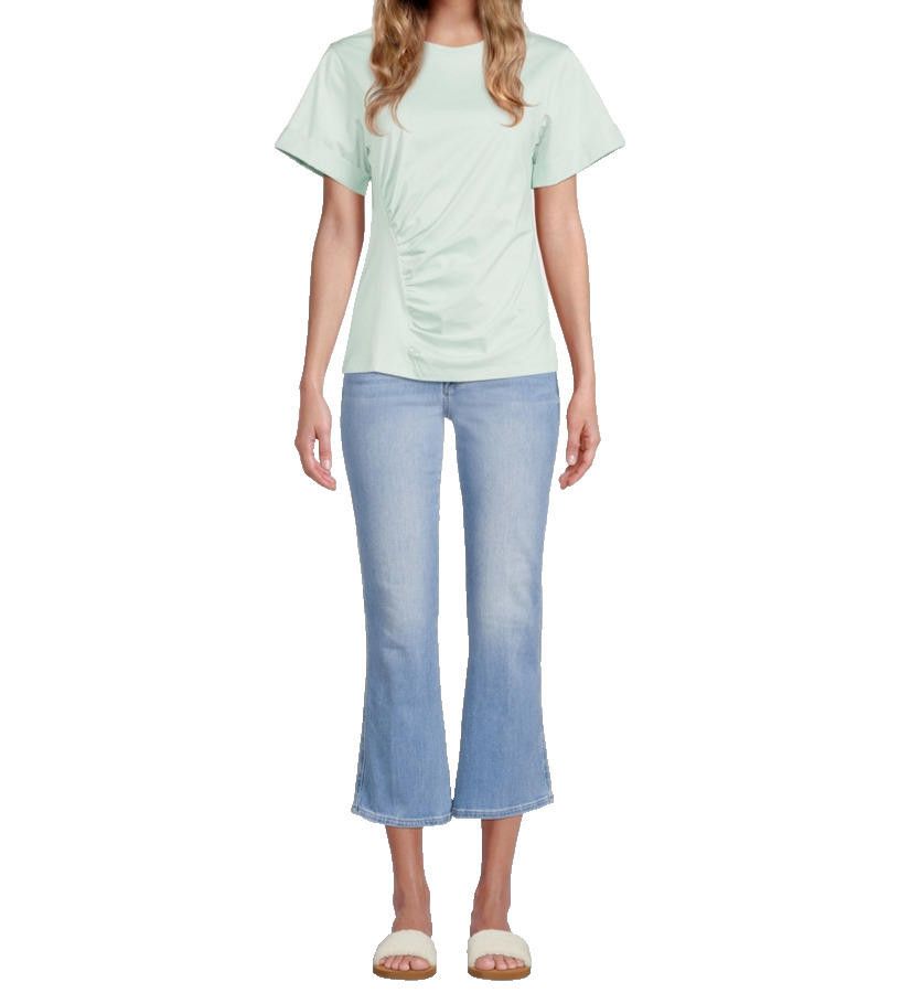 3.1 Phillip Lim 3.1 Phillip Lim Women Large Green Gathered Jersey T-Shirt Size L / US 10 / IT 46 - 2 Thumbnail