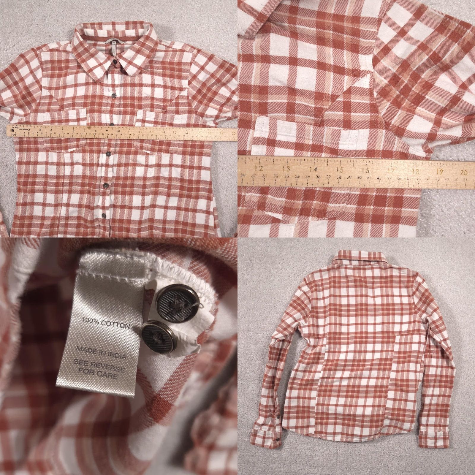 BKE BKE Indio Shirt Womens M Brown Plaid Flannel Button Front Long Sleeve Size M / US 6-8 / IT 42-44 - 8 Thumbnail