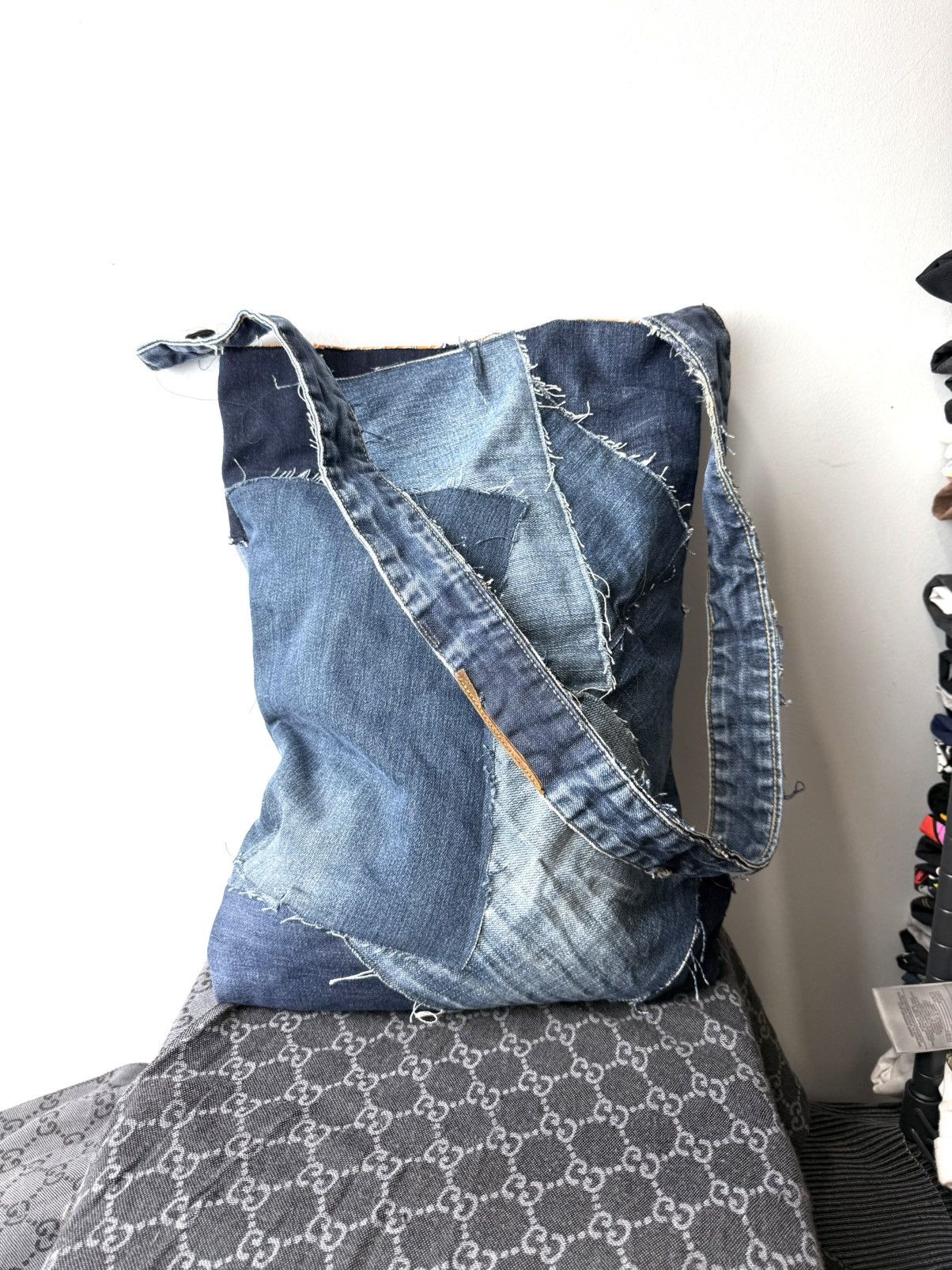 Vintage Rare! Vintage Patchwork Denim Bag Shopper Y2K Levis Diesel Size ONE SIZE - 2 Thumbnail