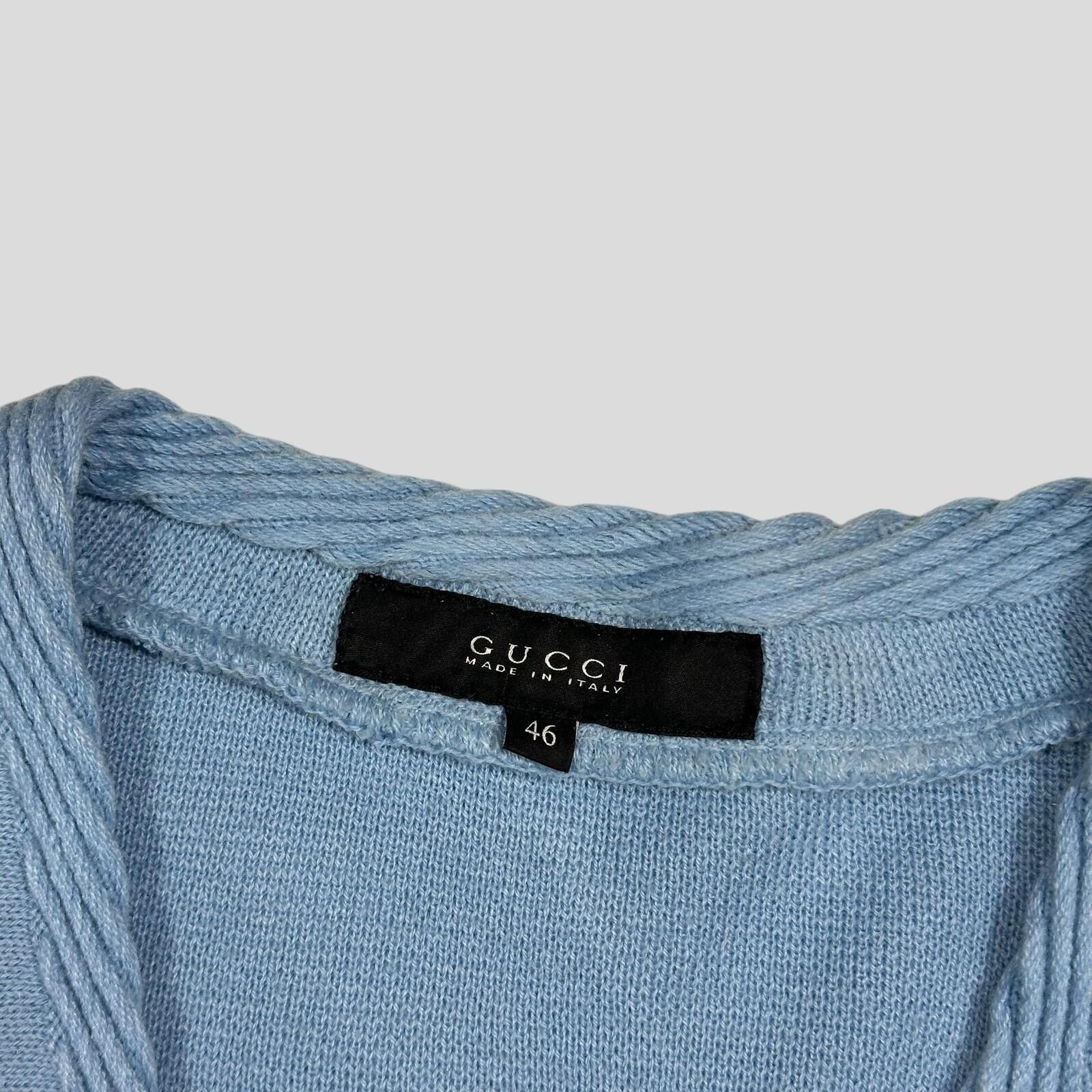 Gucci Gucci by Tom Ford 00’s Baby Blue Cable Knit Cardigan - M/L Size US L / EU 52-54 / 3 - 3 Thumbnail