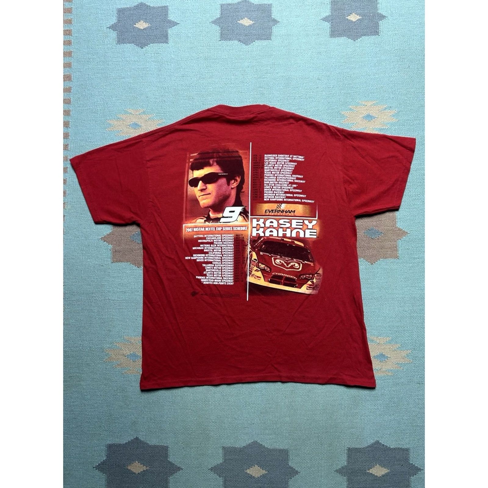 NASCAR VINTAGE Kasey Kahne NASCAR Racing #9 Dodge Double-Sided Graphic T-Shirt Mens Large Red Size US L / EU 52-54 / 3 - 5 Thumbnail
