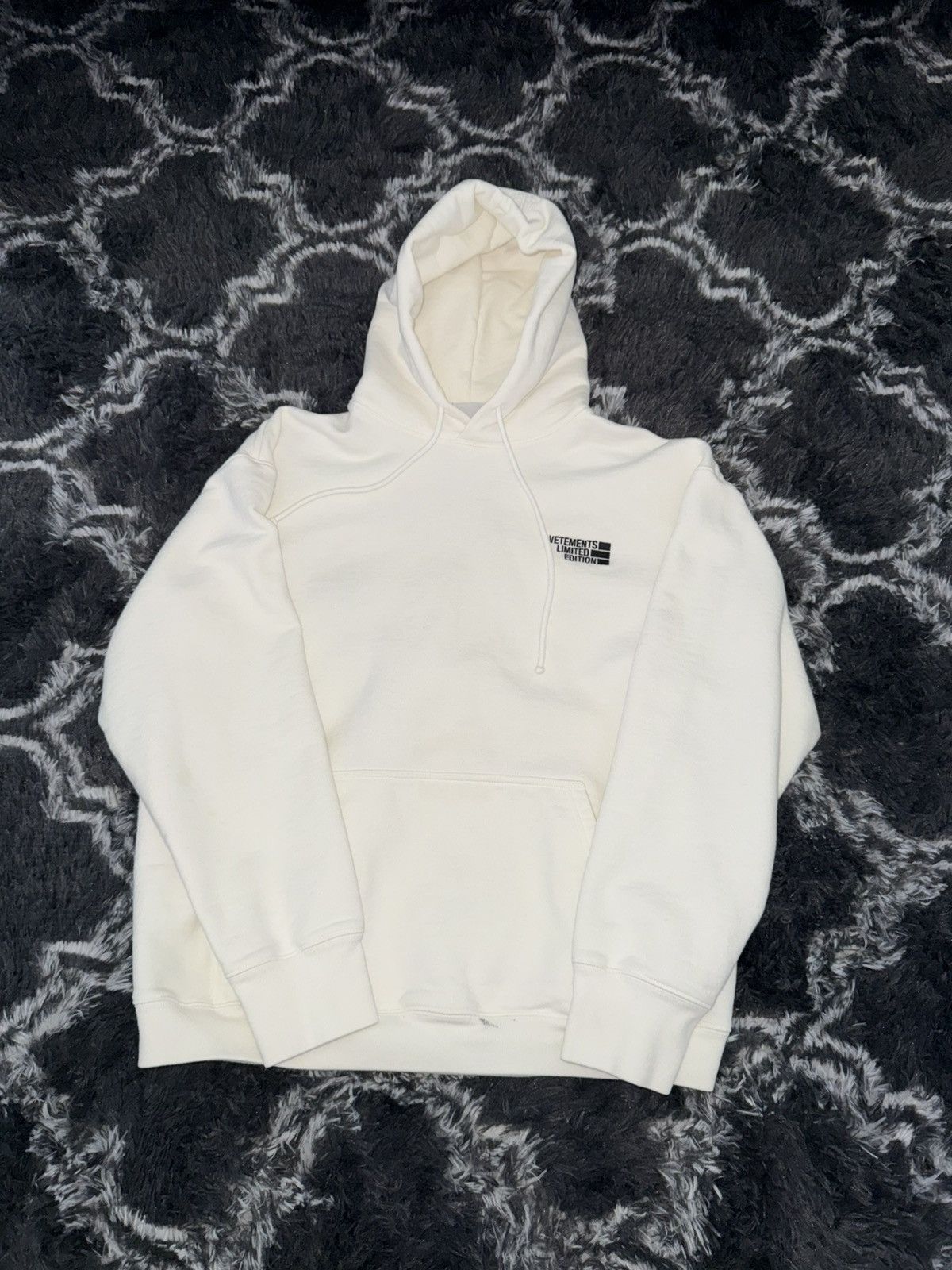 Vetements Limited Edition White Embroidered Hoodie