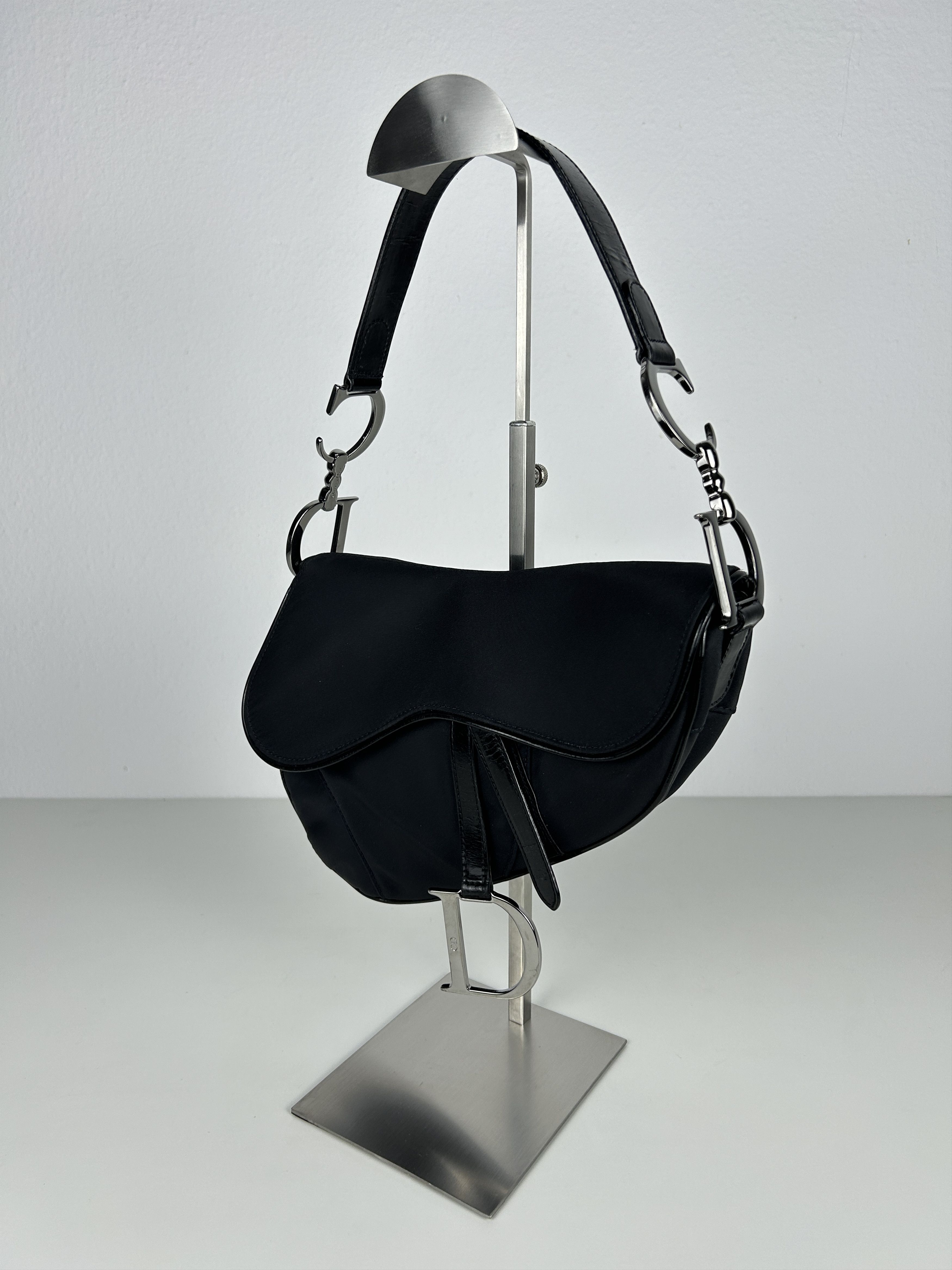 Dior 2001 Dior black satin and patent leather saddle bag Size ONE SIZE - 5 Thumbnail
