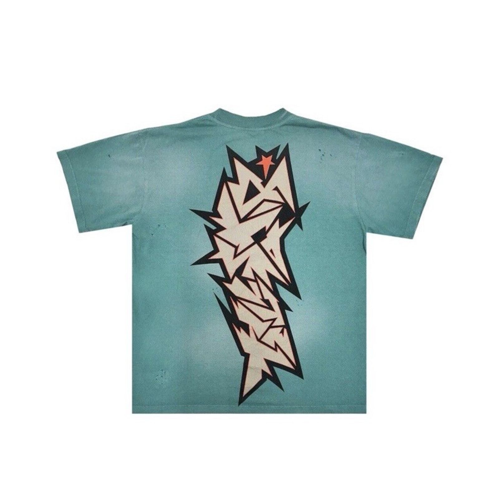 HELLSTAR Size L - Hellstar Crack Print Faded Distressed Green Shirt Size US L / EU 52-54 / 3 - 2 Thumbnail