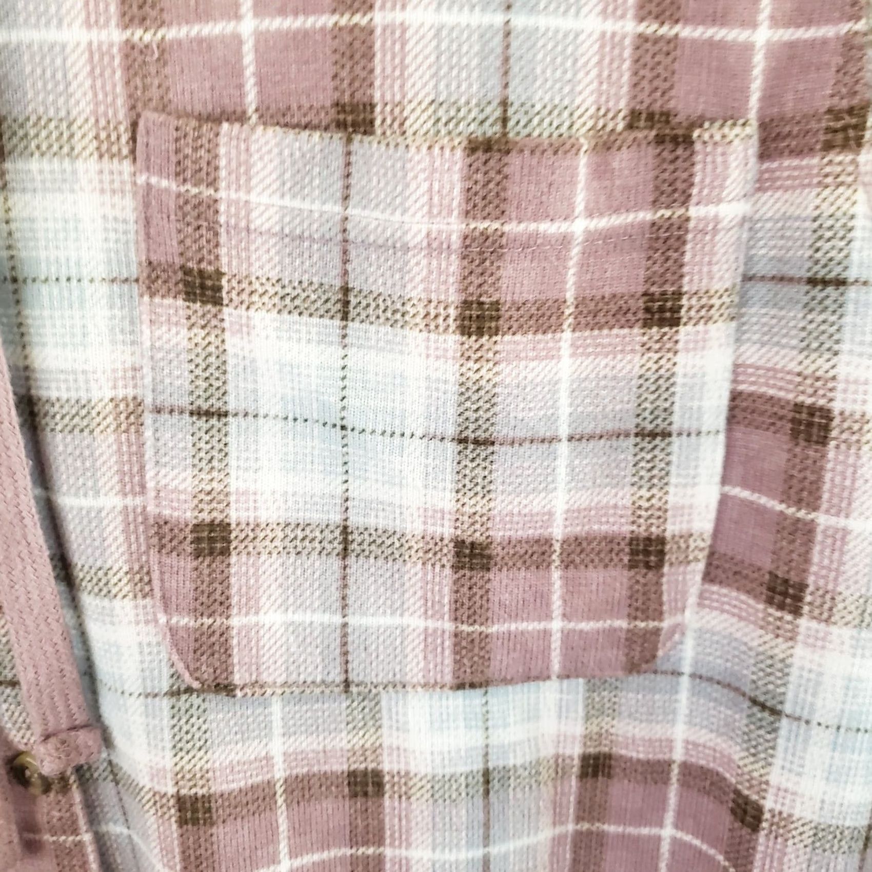 Vintage Eden & Olivia Women's M Pink Hooded Shirt Flannel Plaid Button Front Sherpa Lined Casual Size M / US 6-8 / IT 42-44 - 7 Thumbnail
