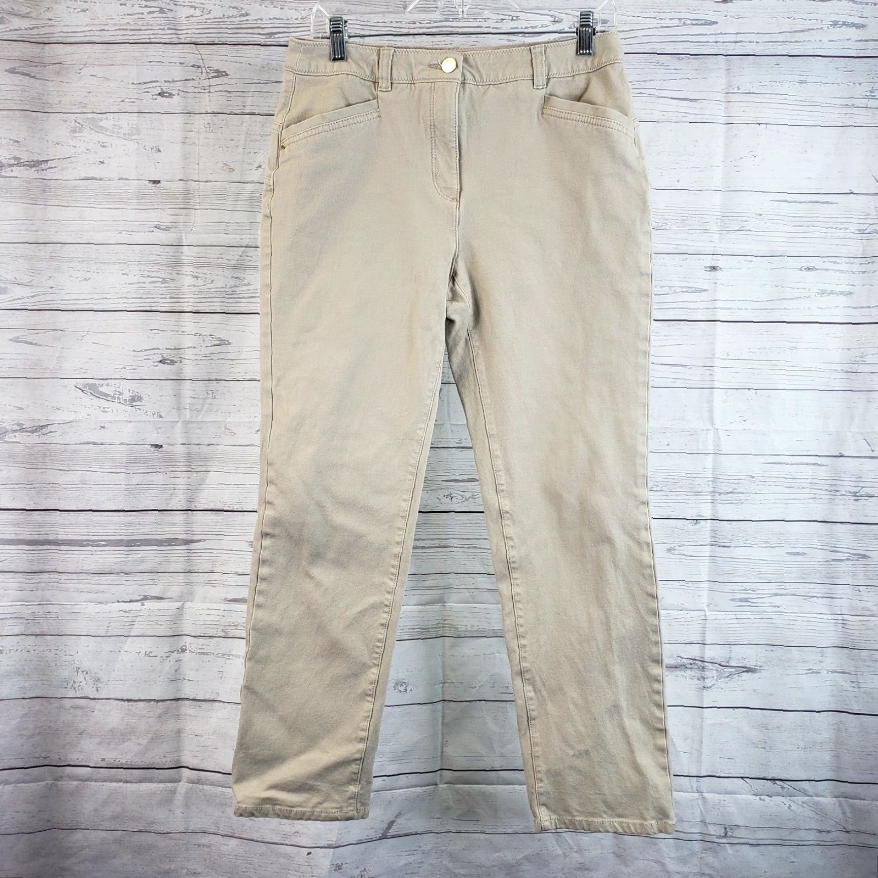 Vintage Chicos Jeans Womens Sz 6 Short Tan Straight Leg Mid Rise Size 28" / US 6 / IT 42 - 2 Thumbnail