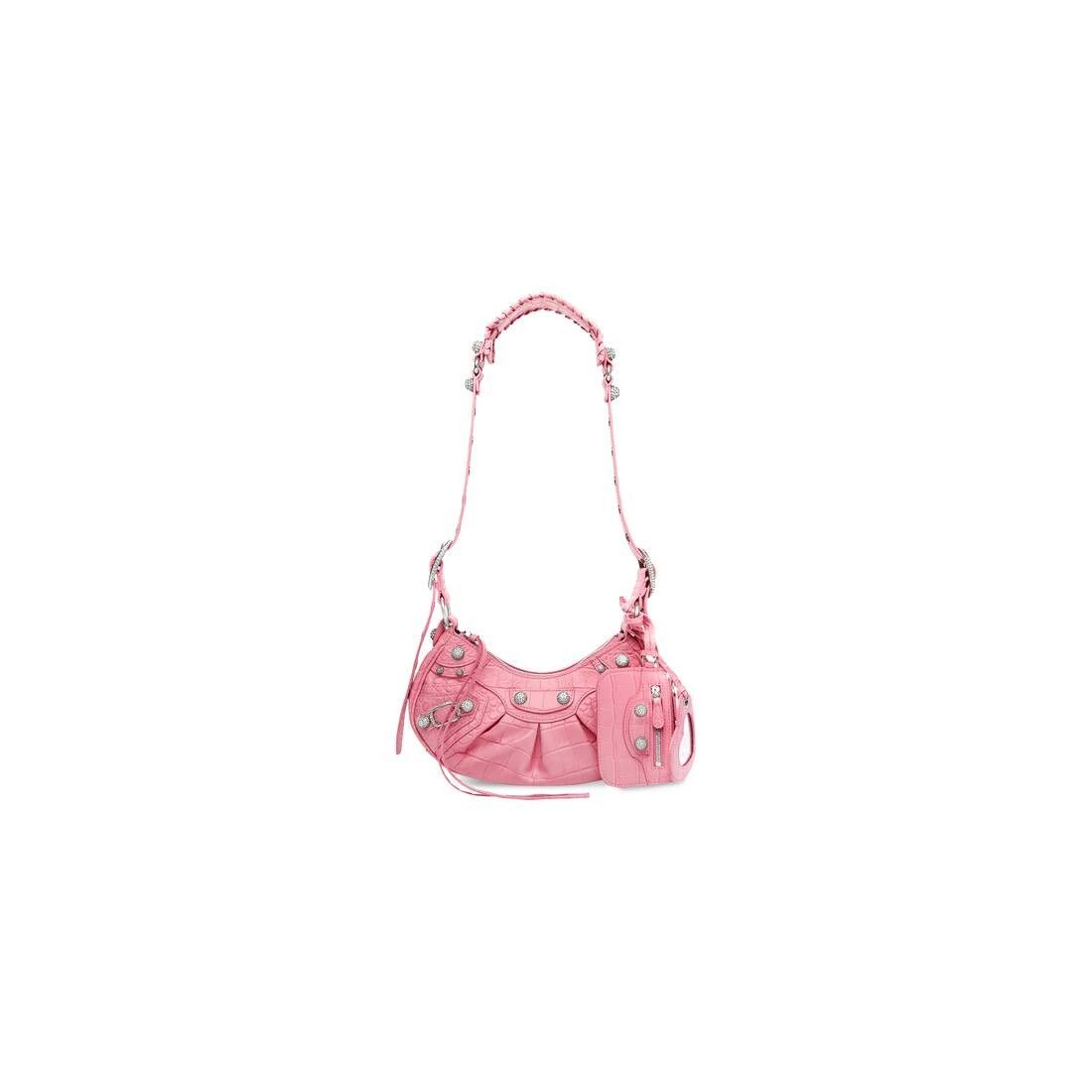 Balenciaga Le Cagole XS crossbody bag crocodile embossed with rhinestones pink Size ONE SIZE - 1 Thumbnail