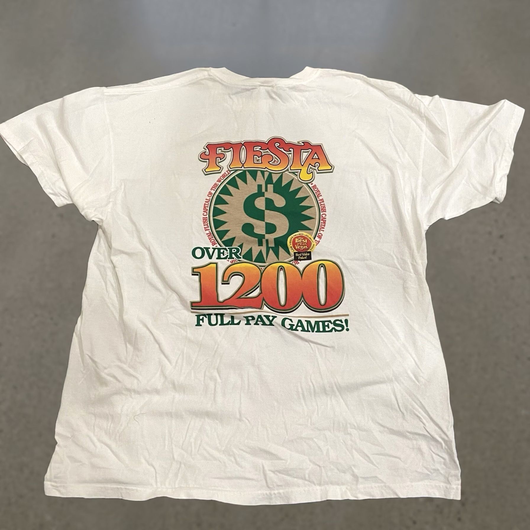 Vintage VINTAGE Casino T-Shirt White 2XL Unisex Short Sleeve Men Back Hit Fiesta Crazy Big Back Hit Shirt Mens 2XL White Vintage Size US XXL / EU 58 / 5 - 1 Thumbnail