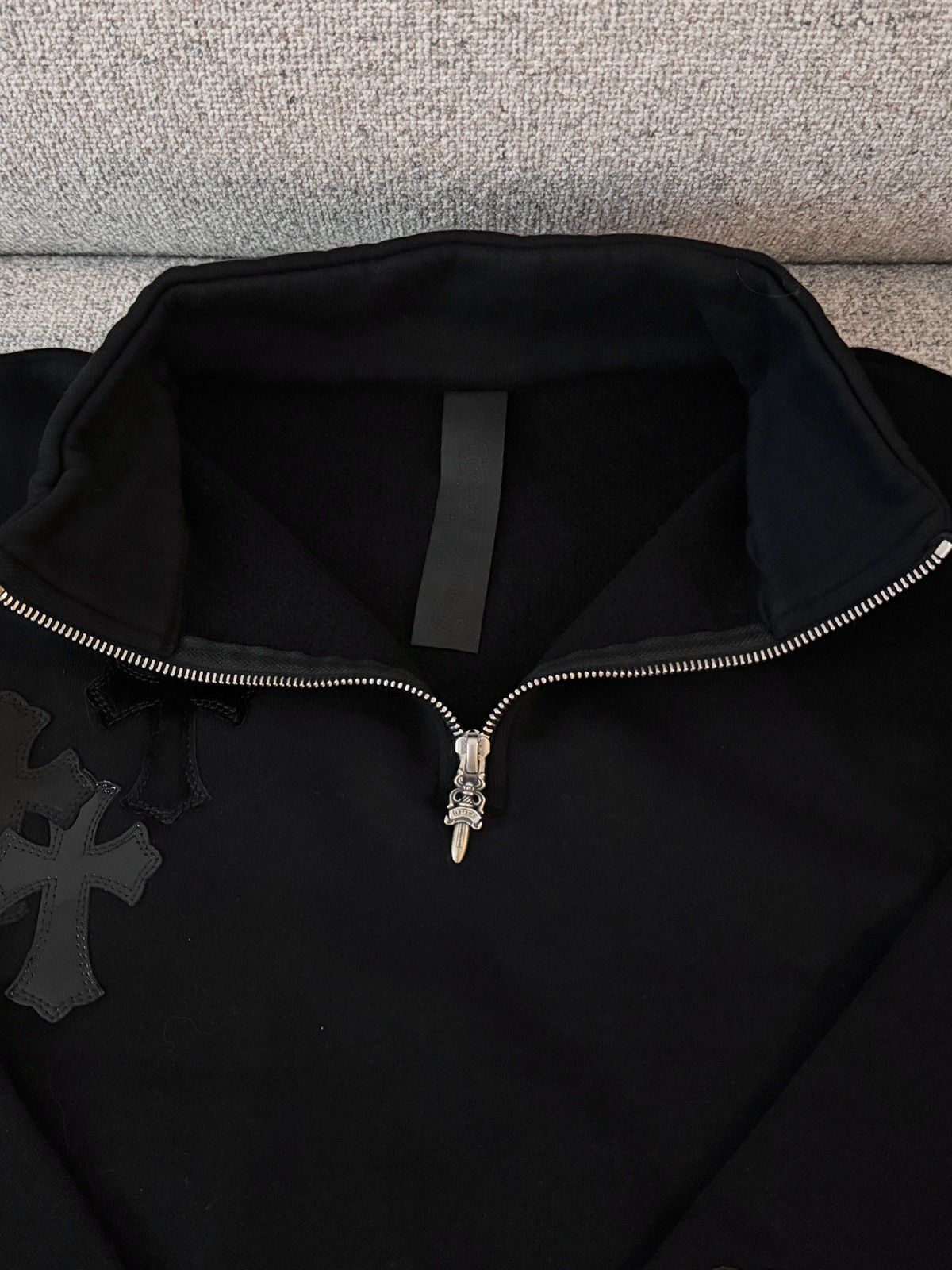Chrome Hearts Black Patent Leather Cross Half Zip Sweatshirt Size US S / EU 44-46 / 1 - 4 Thumbnail