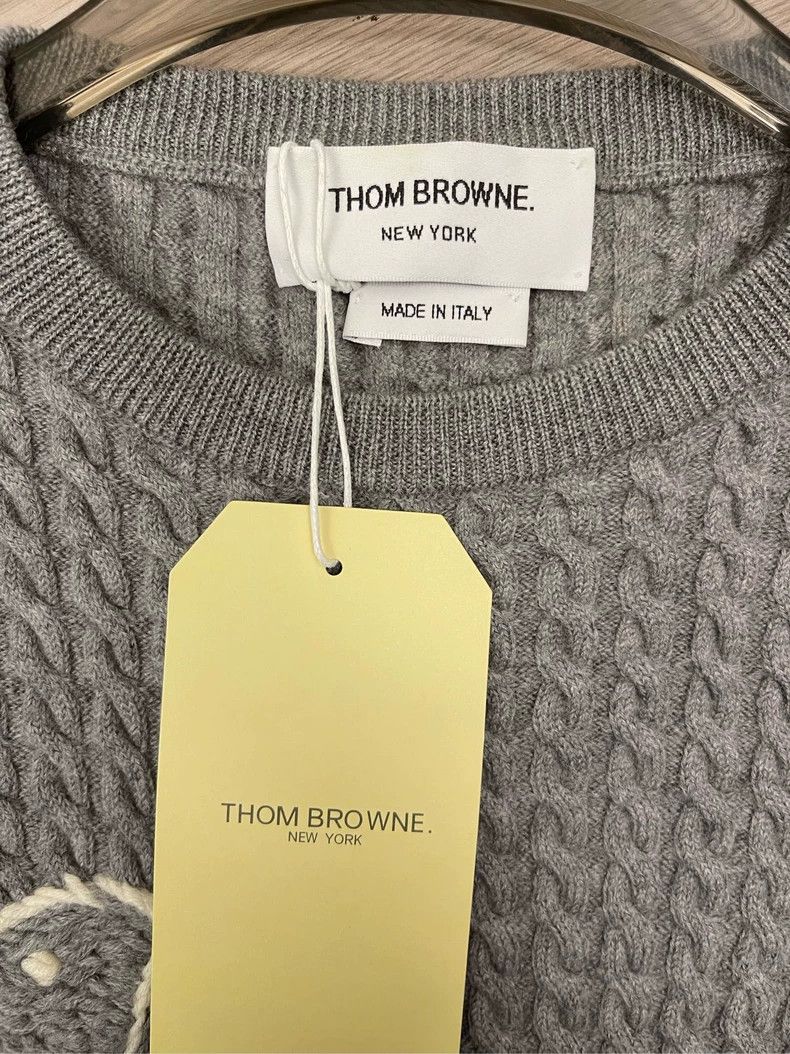Thom Browne Thom browne Gray embroidered puppy show round-neck sweater Size S / US 4 / IT 40 - 6 Thumbnail
