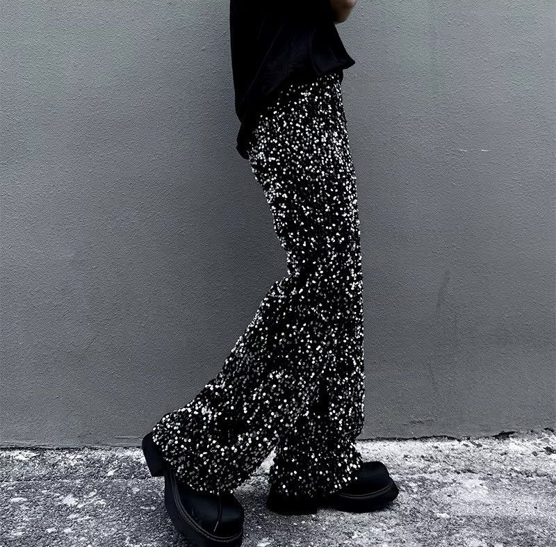 Other Wide Leg Pant Sequin Niche Design Bling Night Size US 33 - 2 Thumbnail